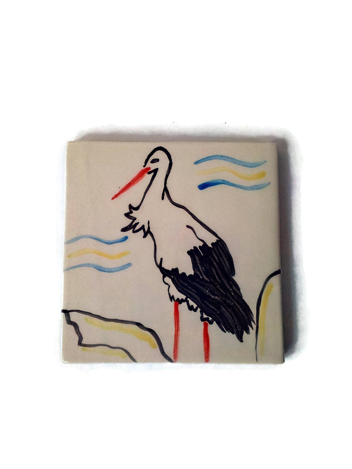 CERAMIC MOSAIC TILE Wall Art, Decorative Bird Tiles With Stork Design, Portuguese Gifts, Housewarming Gift First Home - Ceramica Ana Rafael