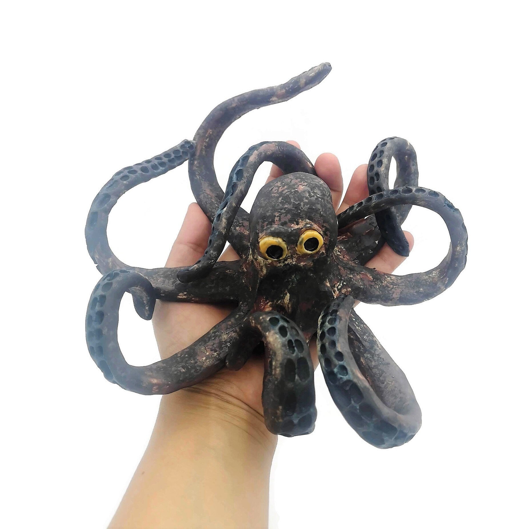 Modern Handmade Ceramic Sculpture, Octopus Modern Coastal Art, Contemporary Custom Wedding Gift For Couple, Decorative Table Sculpture - Ceramica Ana Rafael