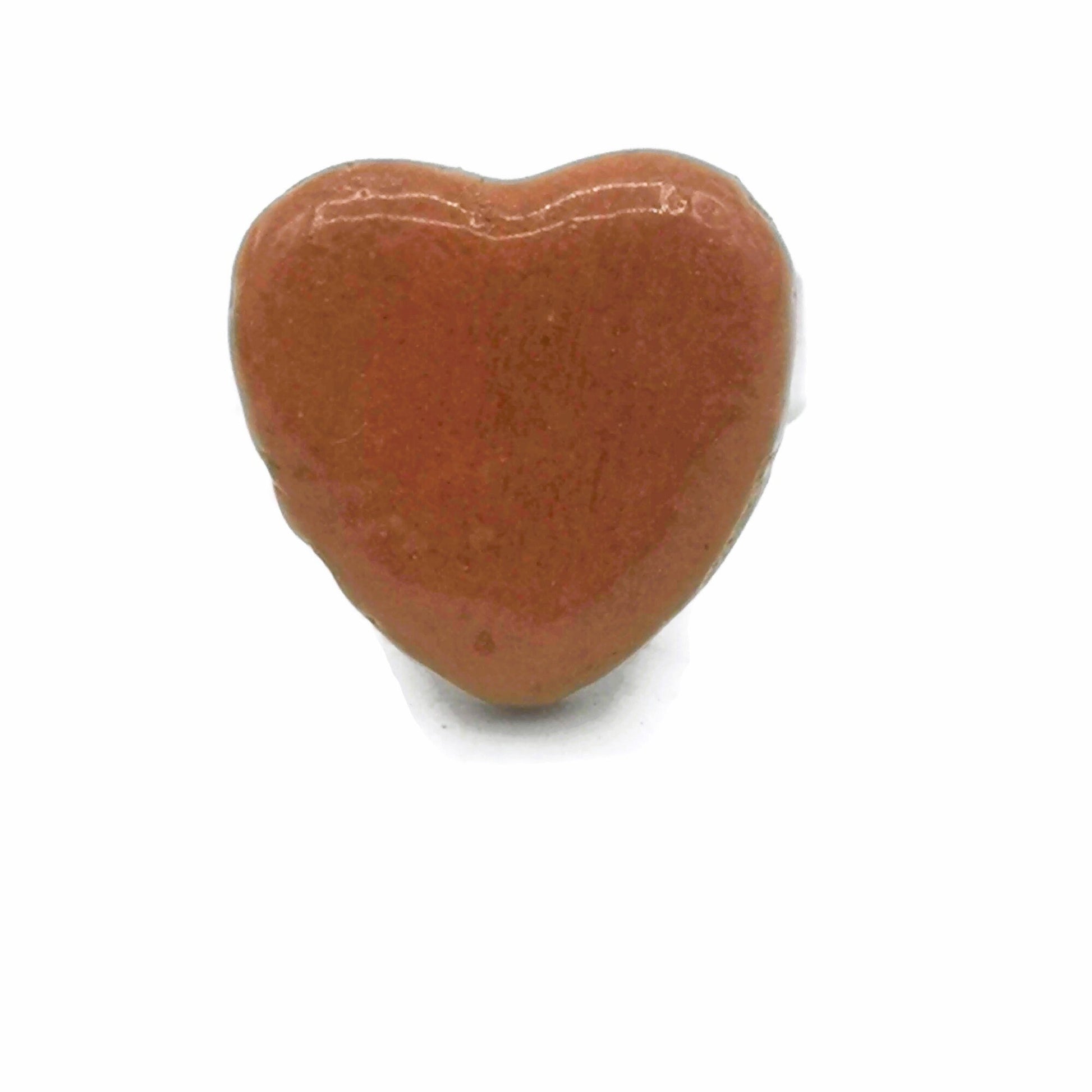 Handmade Large Statement Terracotta Heart Ring For Women, Unique Stainless Steel Adjustable Ring, Best Birthday Gifts For Her - Ceramica Ana Rafael