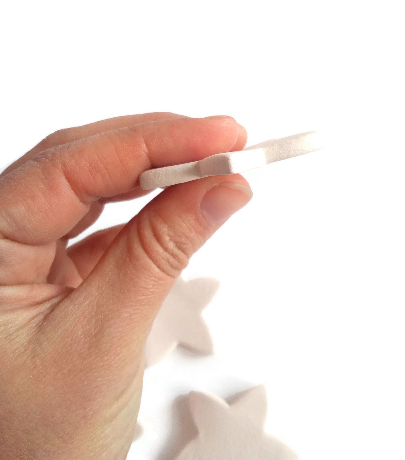 6Pc 45mm Small Ceramic Tiles Star Shaped, Tiny Mosaic Tiles For Crafts, Unpainted Ceramic Bisque Ready To Paint, Best Sellers Handmade - Ceramica Ana Rafael