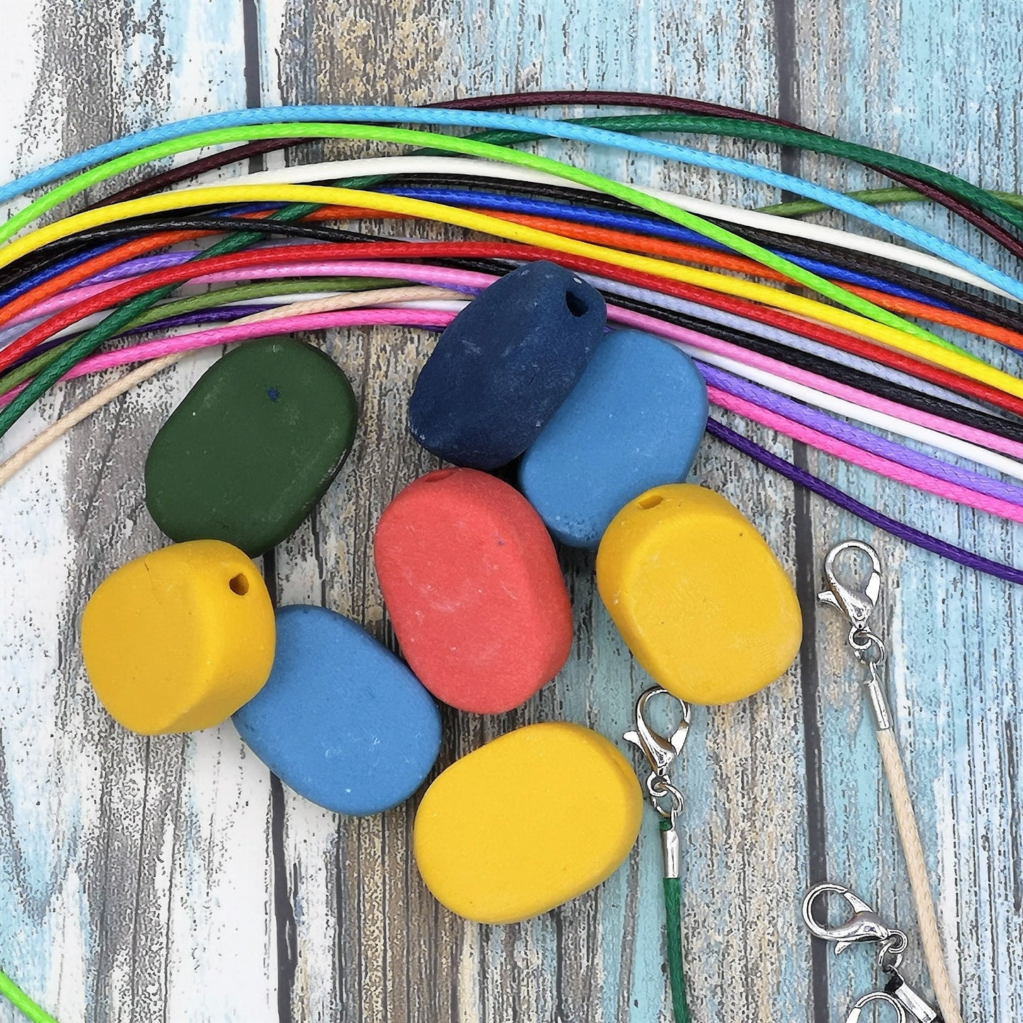 8Pc Etra Large Handmade Ceramic Beads For Jewelry Making, 2 mm Hole Assorted Matte Oval Shaped Beads For Macrame, Colorful Clay Beads - Ceramica Ana Rafael