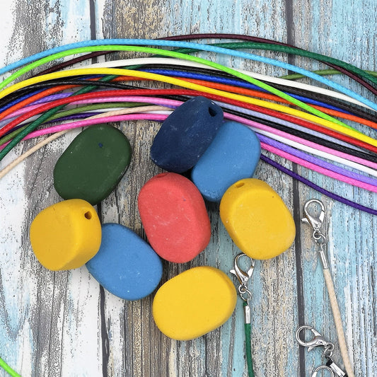 8Pc Etra Large Handmade Ceramic Beads For Jewelry Making, 2 mm Hole Assorted Matte Oval Shaped Beads For Macrame, Colorful Clay Beads - Ceramica Ana Rafael