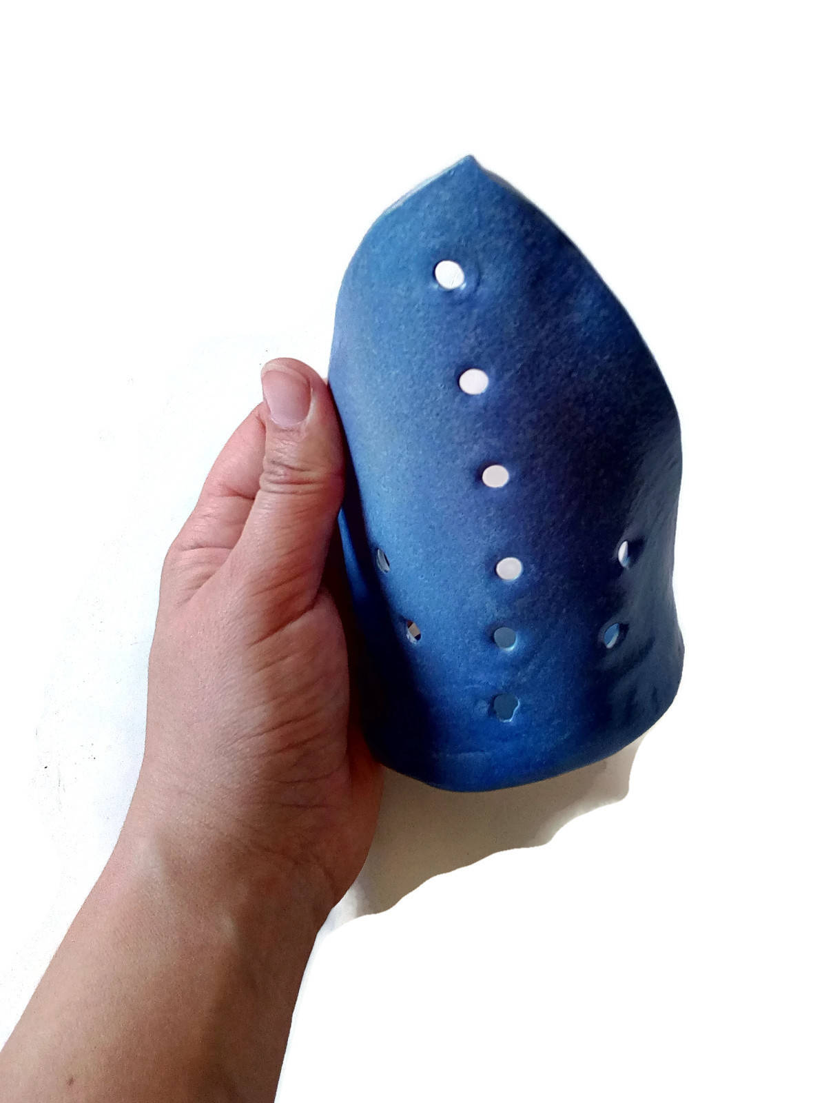 Blue Handmade Ceramic Votive Candle Holder, Candle Stand, Pottery Office Desk Accessories For Women, Best Friend Gift, Mom Birthday Gift - Ceramica Ana Rafael