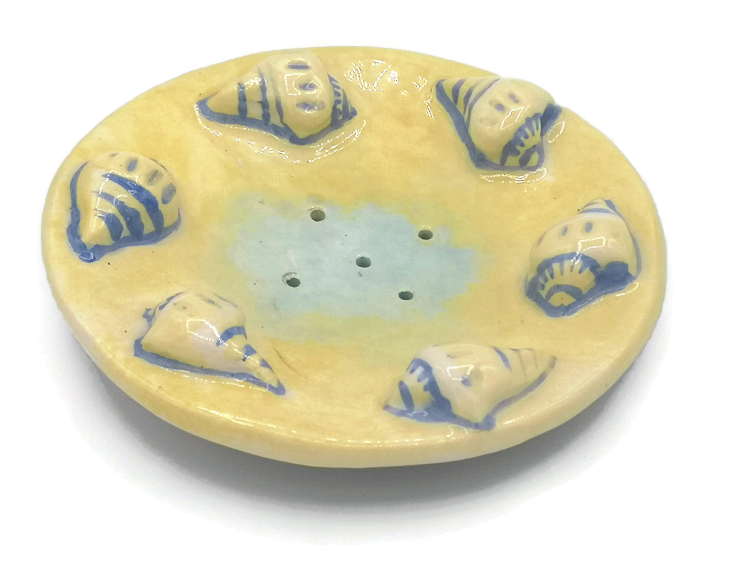 Self Draining Soap Dish, Sea Life Soap Dish, Beach Themed Dish Soap Holder, Pottery Bathroom Accessories - Ceramica Ana Rafael