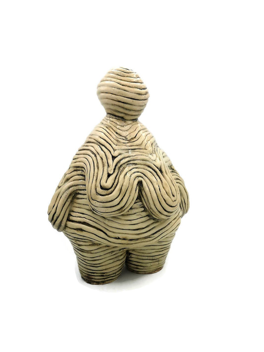 Handmade Stoneware Ceramic Goddess Statue, Mid Century Modern Female Sculpture Contemporary Art Textured Woman Large Floor Vase Wedding Gift - Ceramica Ana Rafael