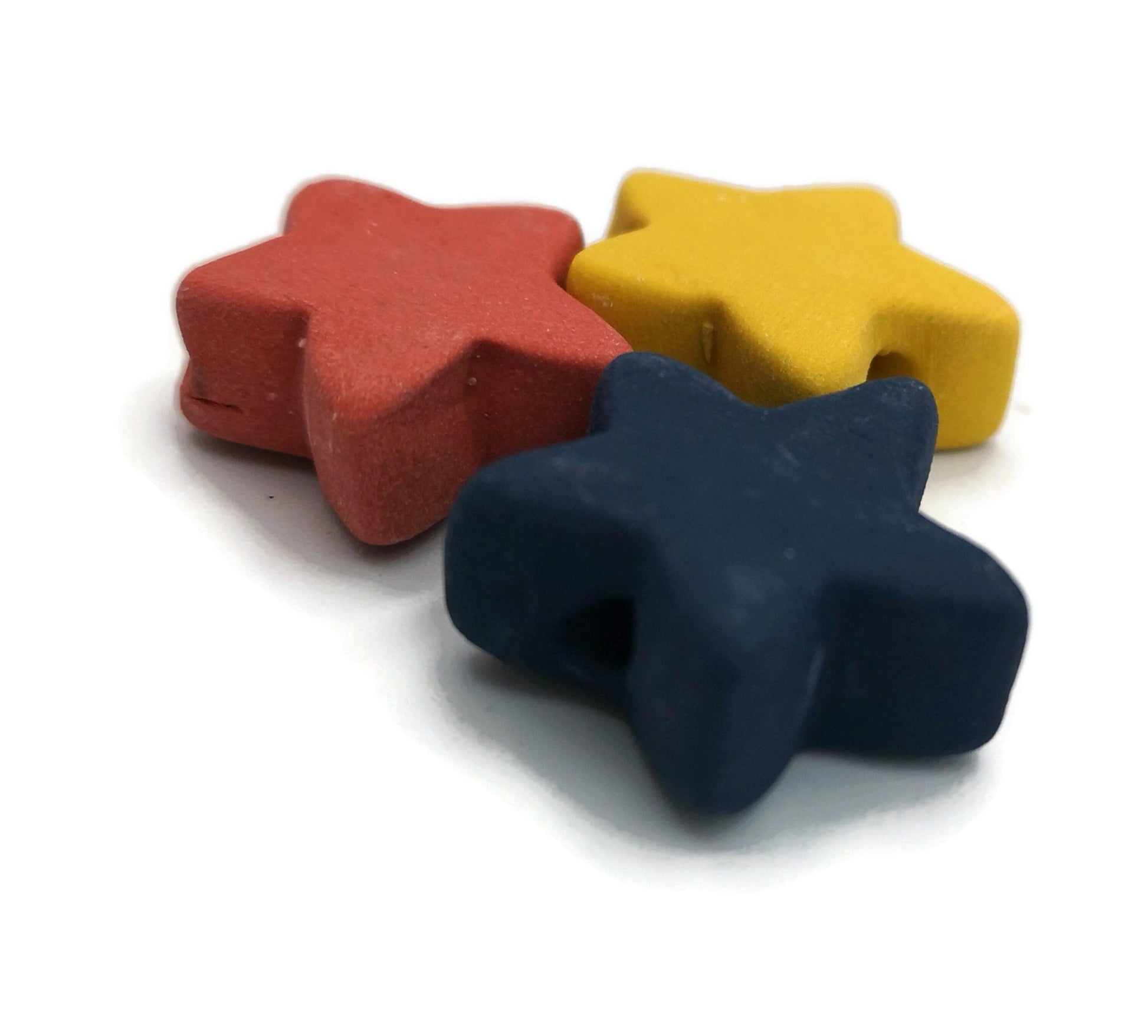 Handmade Ceramic Star Beads, Assorted Set Of 3 Ceramic Beads 2mm Hole, Large Colorful Jewelry Making Supplies - Ceramica Ana Rafael