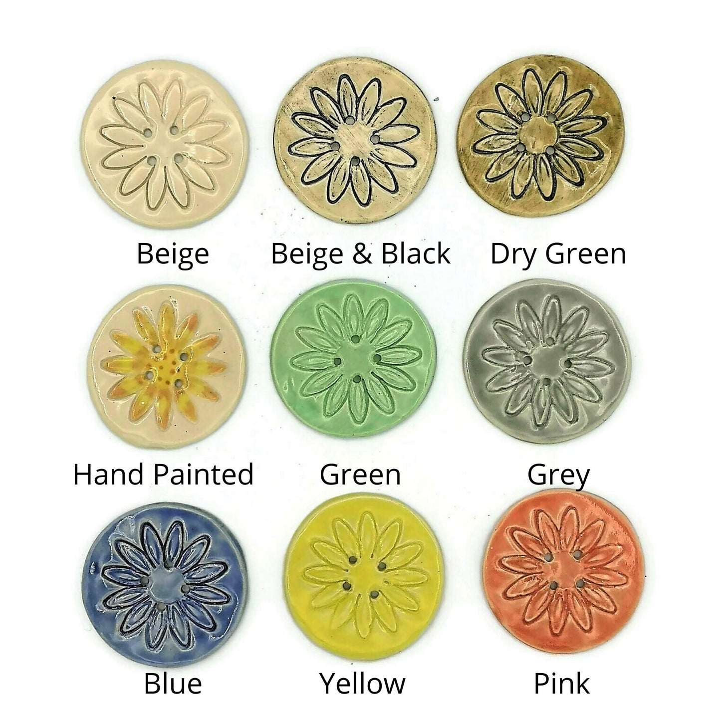 Extra Large Handmade Ceramic Sewing Buttons, Decorative Novelty Flower Buttons for Crafts, Coats & Blouses, Jumbo Buttons Most Sold Items - Ceramica Ana Rafael