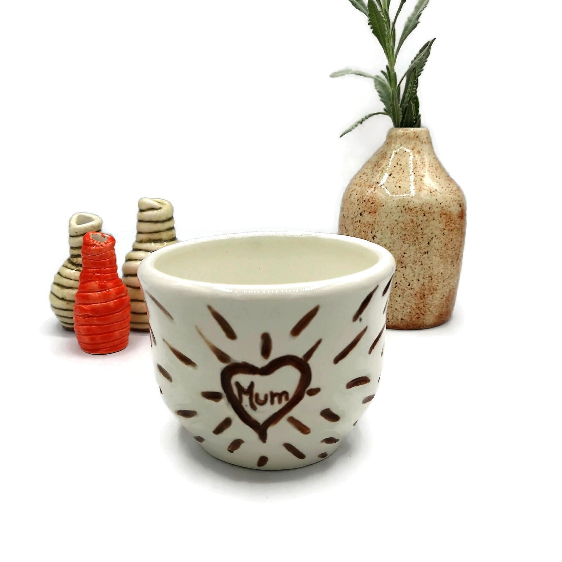 White Handmade Ceramic Bowl For Mum Birthday Gift From Daughter, Unique Mothers Day Gift, Artisan Pottery Trinket Bowl For Home Decor - Ceramica Ana Rafael
