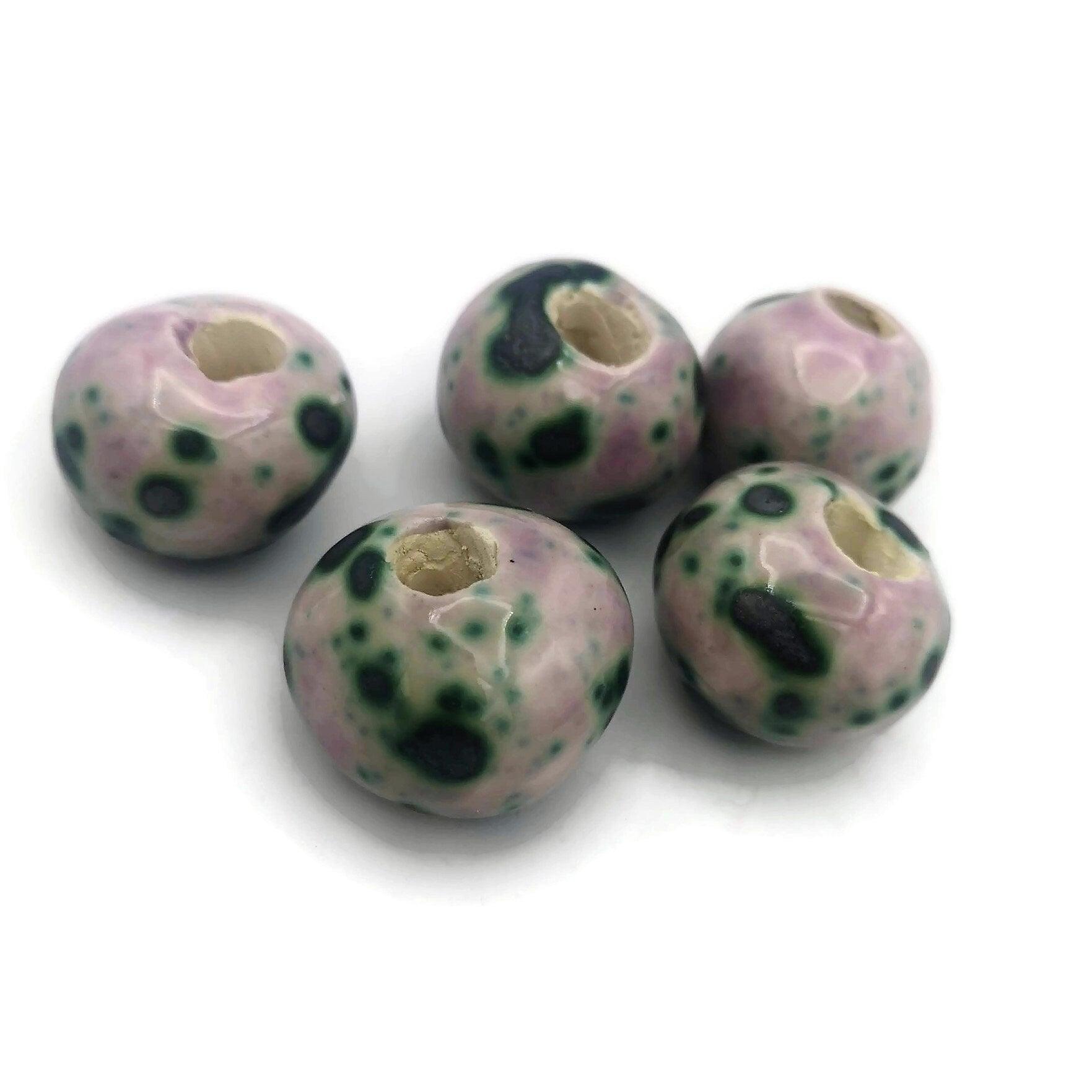 1pc Extra Large Macrame Bead Large Hole, Handmade Ceramic Beads For Clay Jewelry Making, Unique Porcelain Bubblegum Beads - Ceramica Ana Rafael