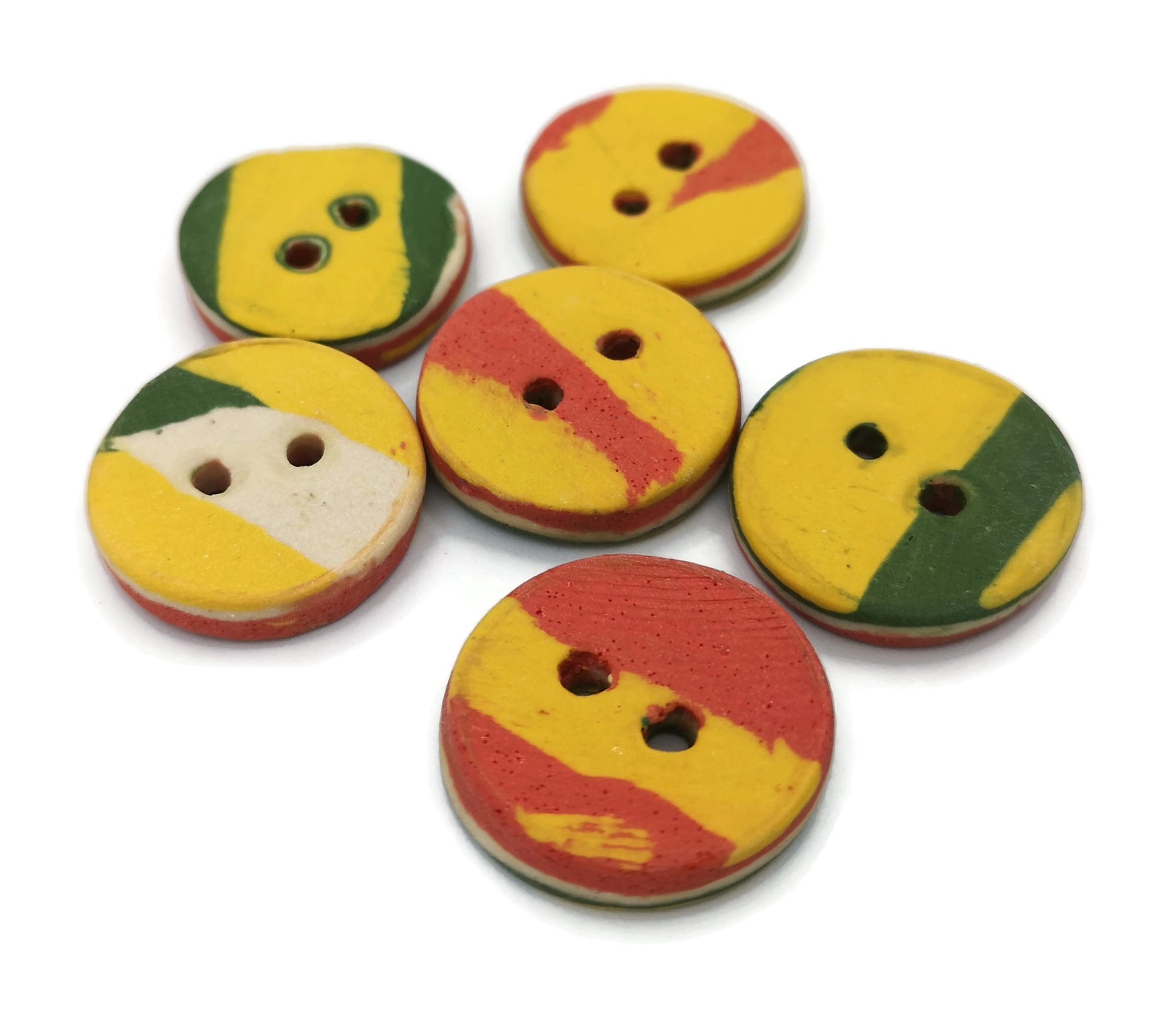 6 Pcs Handmade Ceramic Sewing Buttons, Coat Buttons Strange And Unusual, Jewelry Making Buttons Cute Best Sellers Sewing Supplies And Notion - Ceramica Ana Rafael