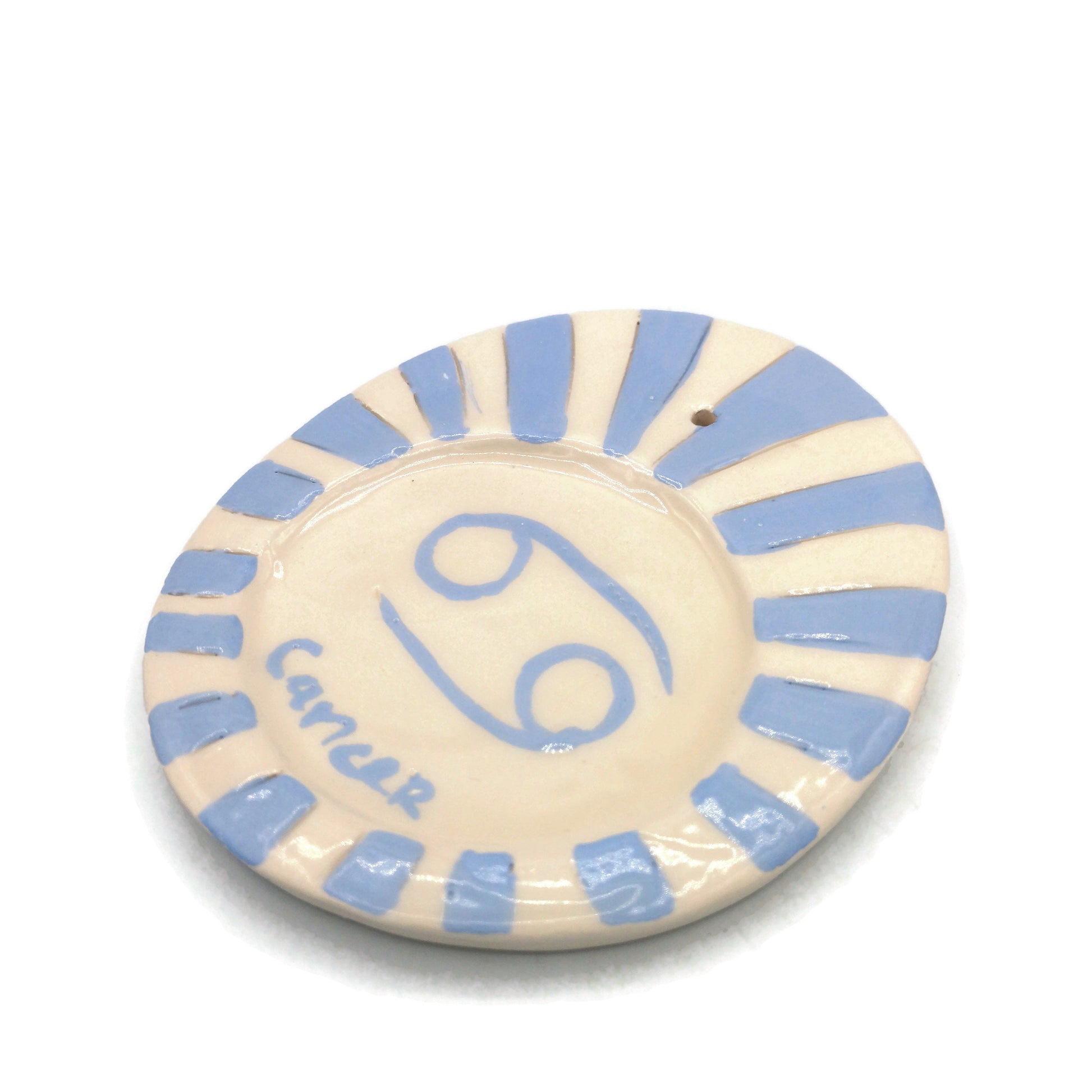 Handmade Ceramic Zodiac Incense Holder For Women Birthday Gift, Hand Painted White And Blue Incense Stick Burner for Cones, best sellers - Ceramica Ana Rafael