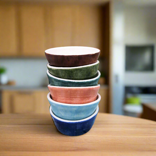 Small Ceramic Bowl Set of 6 – Colorful Handmade Sauce Bowls