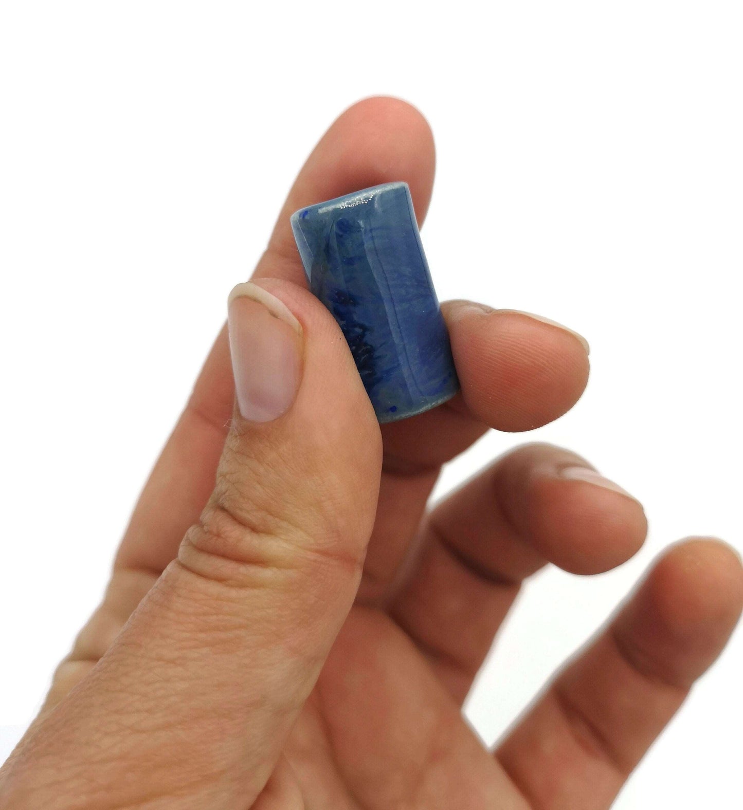 1 Pc large ceramic tube beads for bracelets, blue tube beads for macrame, 5mm hole beads for jewelry, artisan beard beads for hair braid - Ceramica Ana Rafael