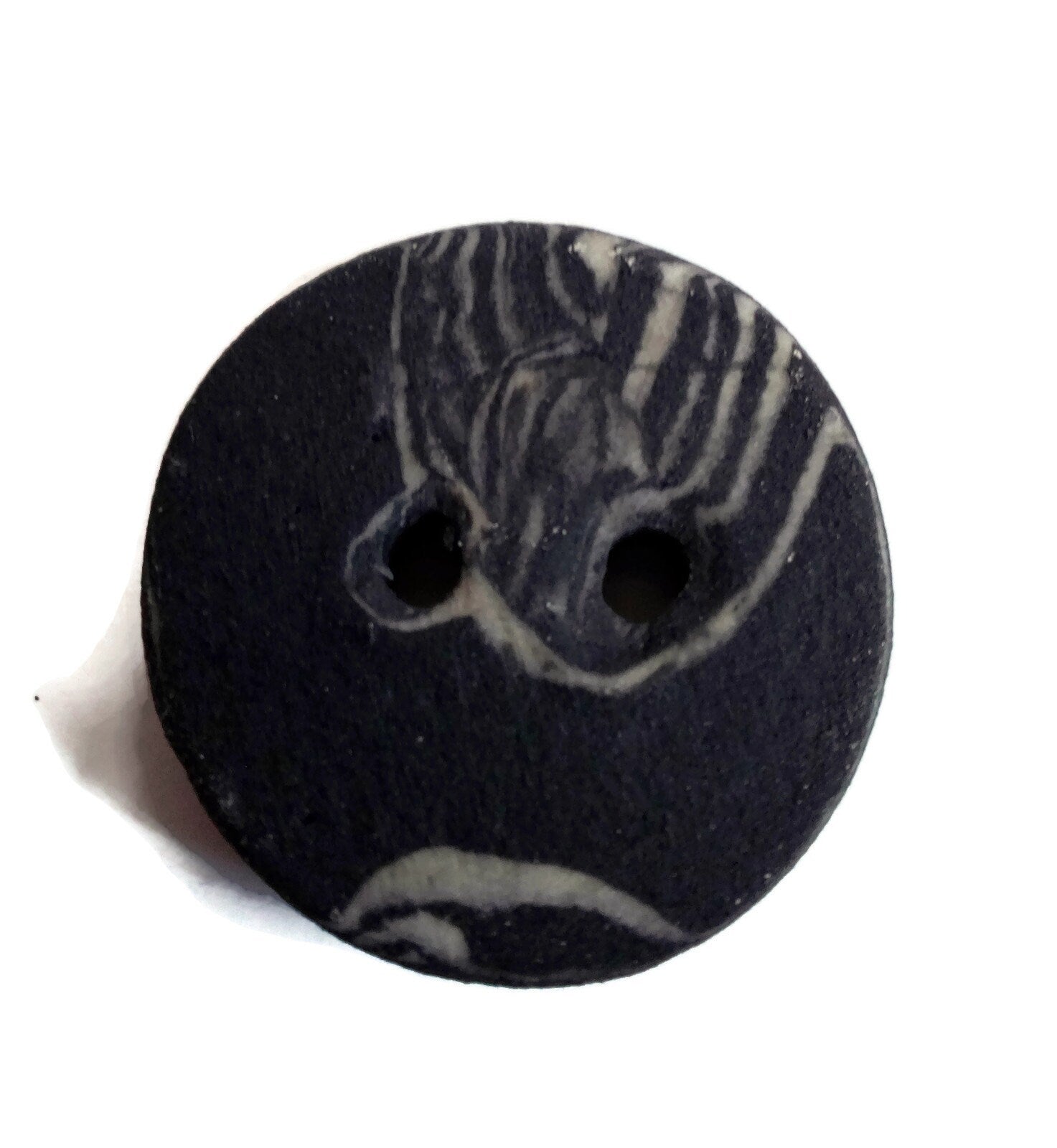 6PC 25mm Matte Black And White Handmade Ceramic Buttons for Knitting, 2 Hole Flat Back Marbled Sewing Buttons For Coat Best Sellers - Ceramica Ana Rafael