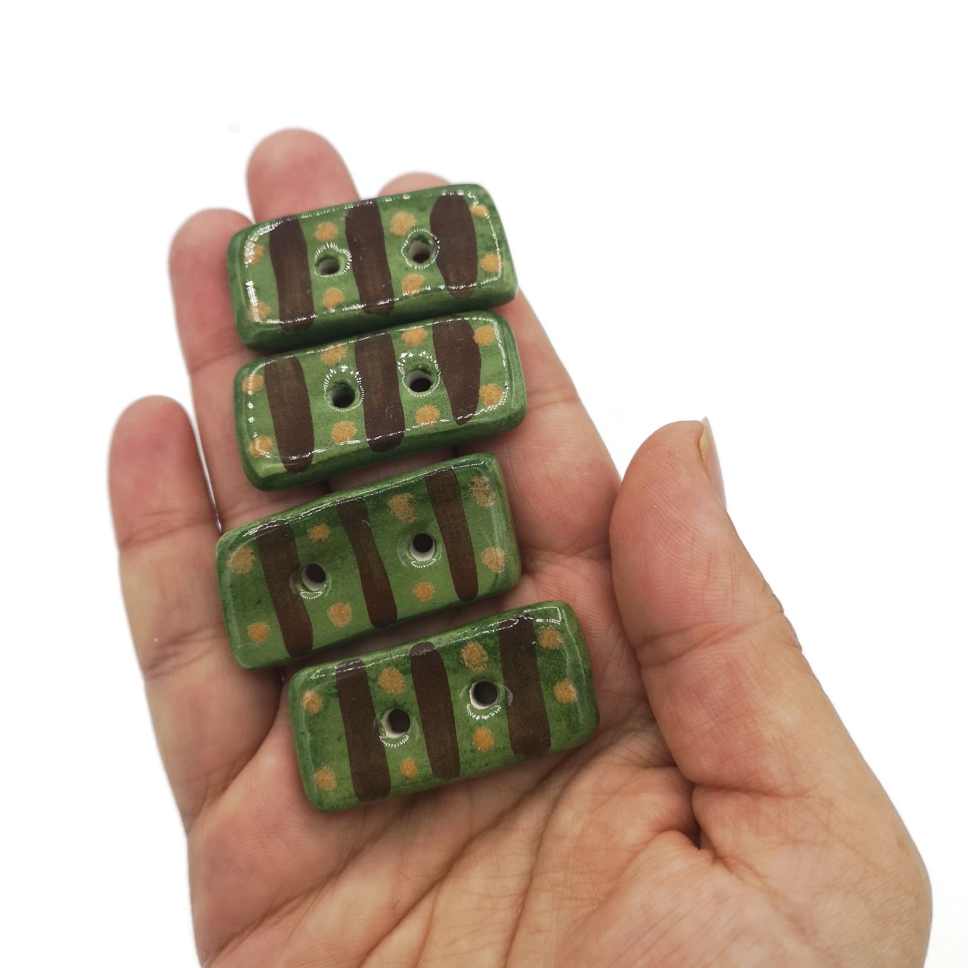 4Pc 40mm Handmade Ceramic Extra Large Buttons Rectangle Shape, Coat Button For Crafts, Fancy Jacket Buttons, Sewing Supplies And Notions - Ceramica Ana Rafael