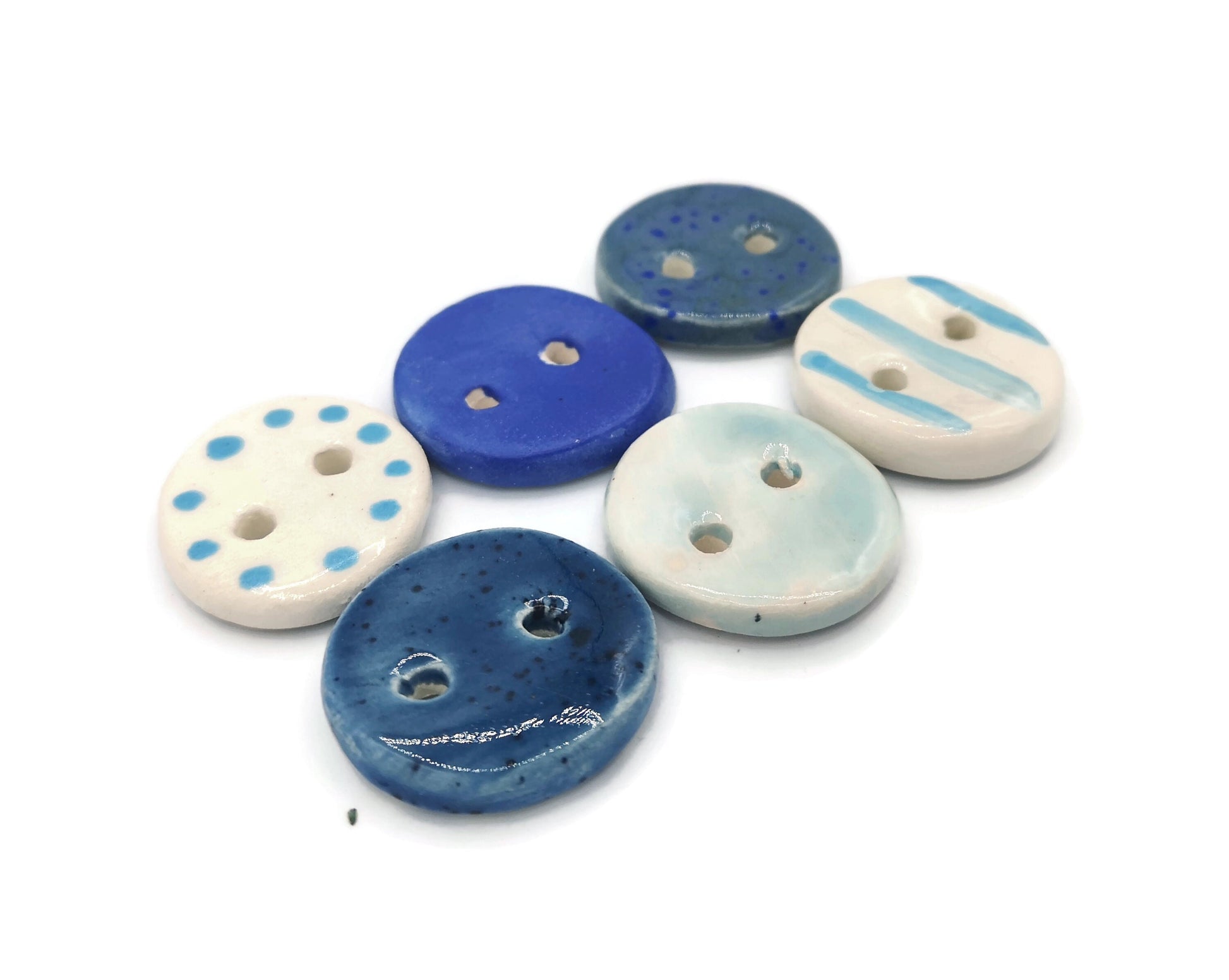 6Pc 30mm Large Round Buttons, Handmade Ceramic Sewing Buttons For Clothing, Craft Buttons For Jackets And Coats - Ceramica Ana Rafael