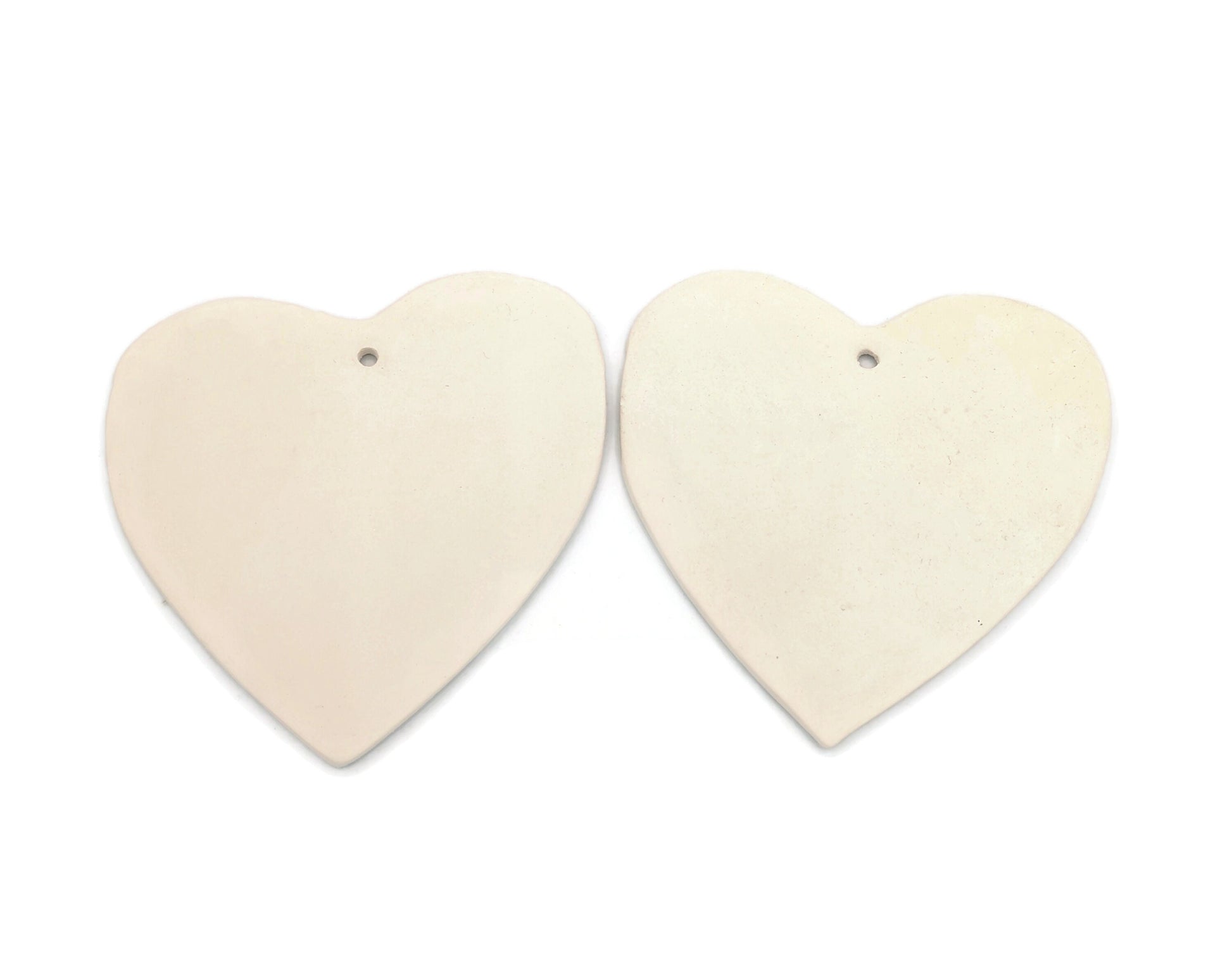 2Pc blank ceramic heart ornament, craft kits for adults, unpainted ceramic bisque ready to paint, best sellers cute DIY gifts for mom - Ceramica Ana Rafael