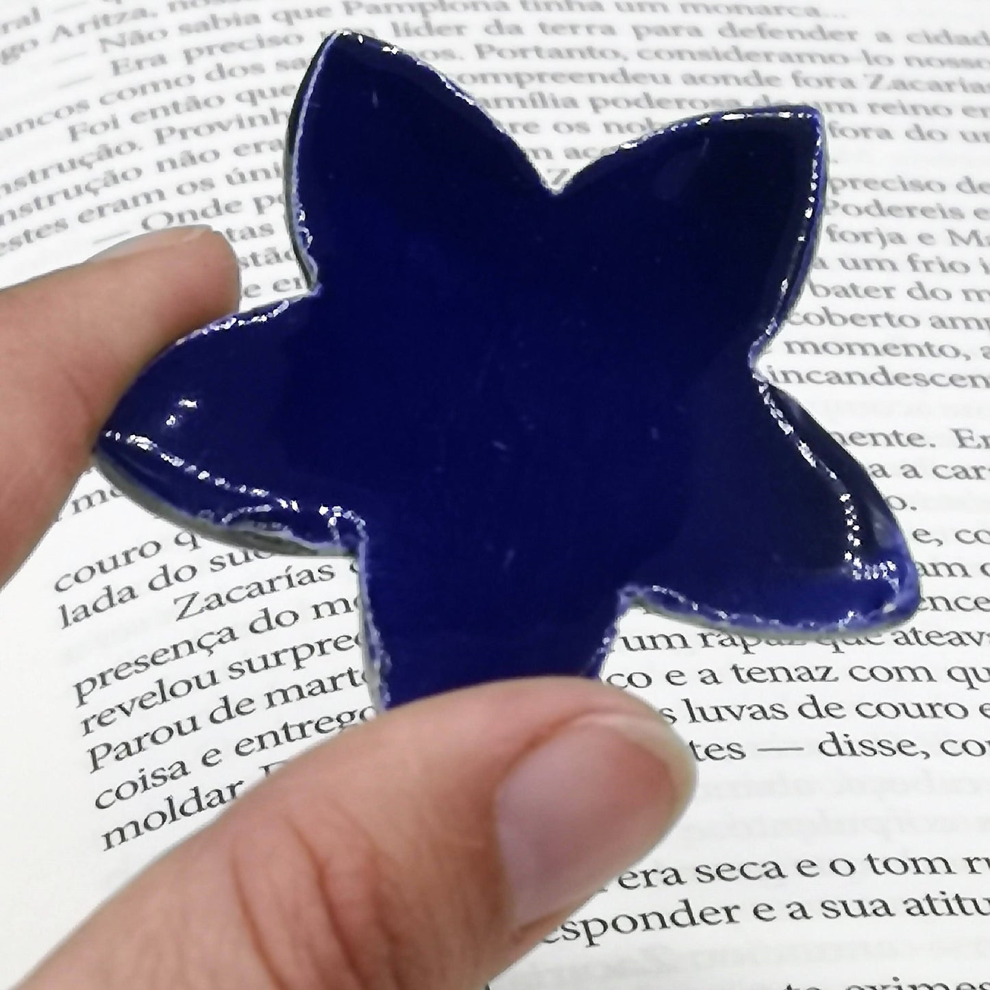 Unique Handmade Ceramic Glssy Dark Blue Star Brooch For Women, Clay Broach Pin For Her, Small Celestial Scarf Brooch Gift For Wife - Ceramica Ana Rafael