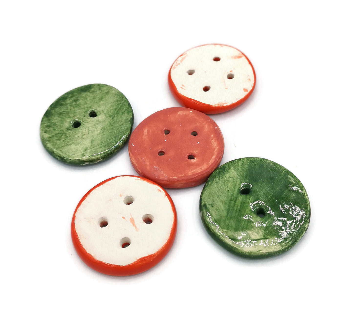 Unique Sewing Buttons, 5 Pcs Elegant Sewing Supplies And Notions, Handmade Ceramic Round Buttons Antique Look, Best Sellers Jewelry Making - Ceramica Ana Rafael