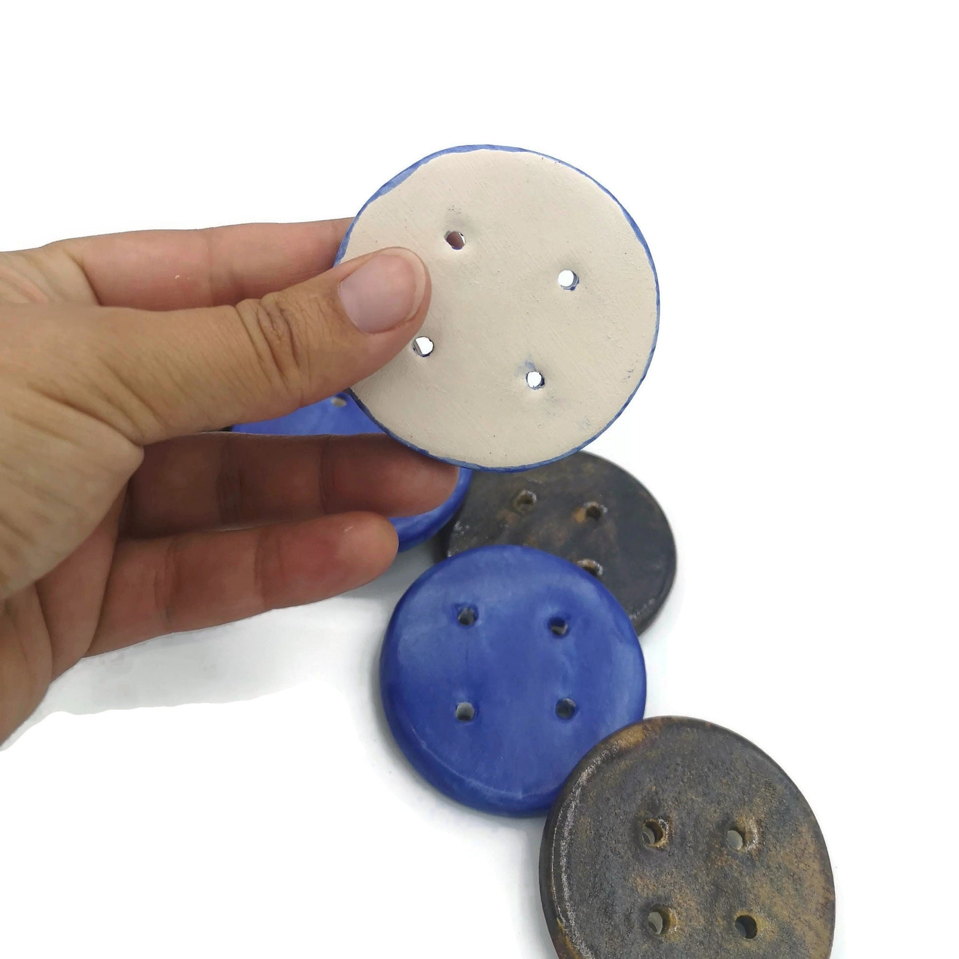 6Pc 55mm Extra Large Sewing Buttons For Crafts, Handmade Ceramic Round Novelty Buttons, Coat Button Lot For Clothes And Home Decor - Ceramica Ana Rafael