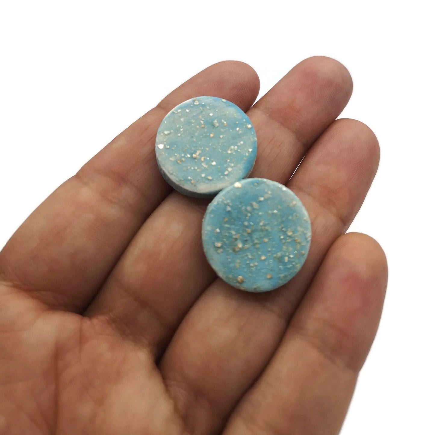 Minimalist Ceramic Earrings, Cute Best Gifts For Her, Dainty Jewelry Mom Birthday Gift From Daughter, Turquoise Blue Small Stud Errings - Ceramica Ana Rafael