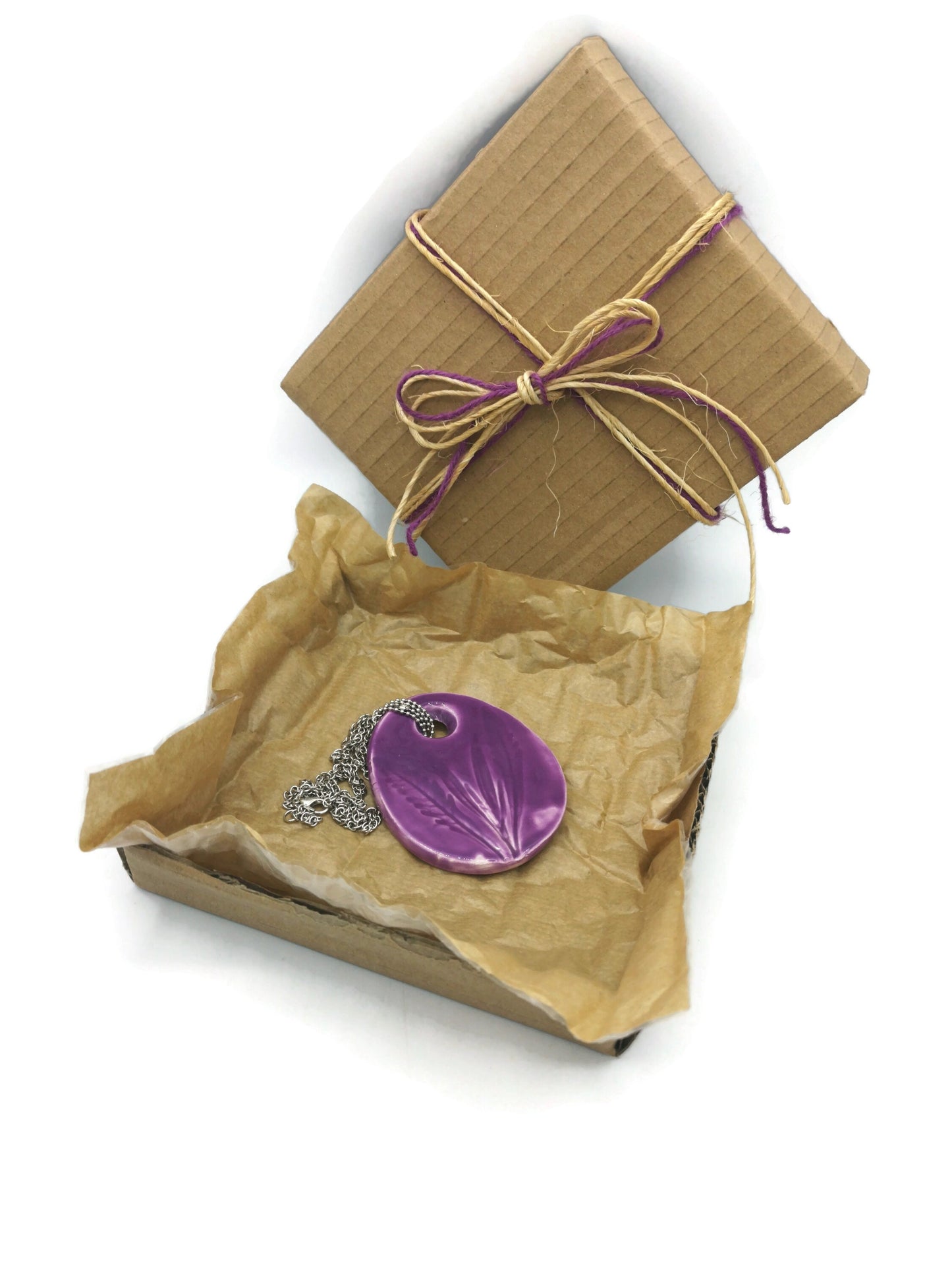 Large Pendant Necklace For Women, Statement Necklace, Mom Birthday Gift From Daughter, Lilac Necklace, Best Gifts For Her, Plant Lover Gift - Ceramica Ana Rafael