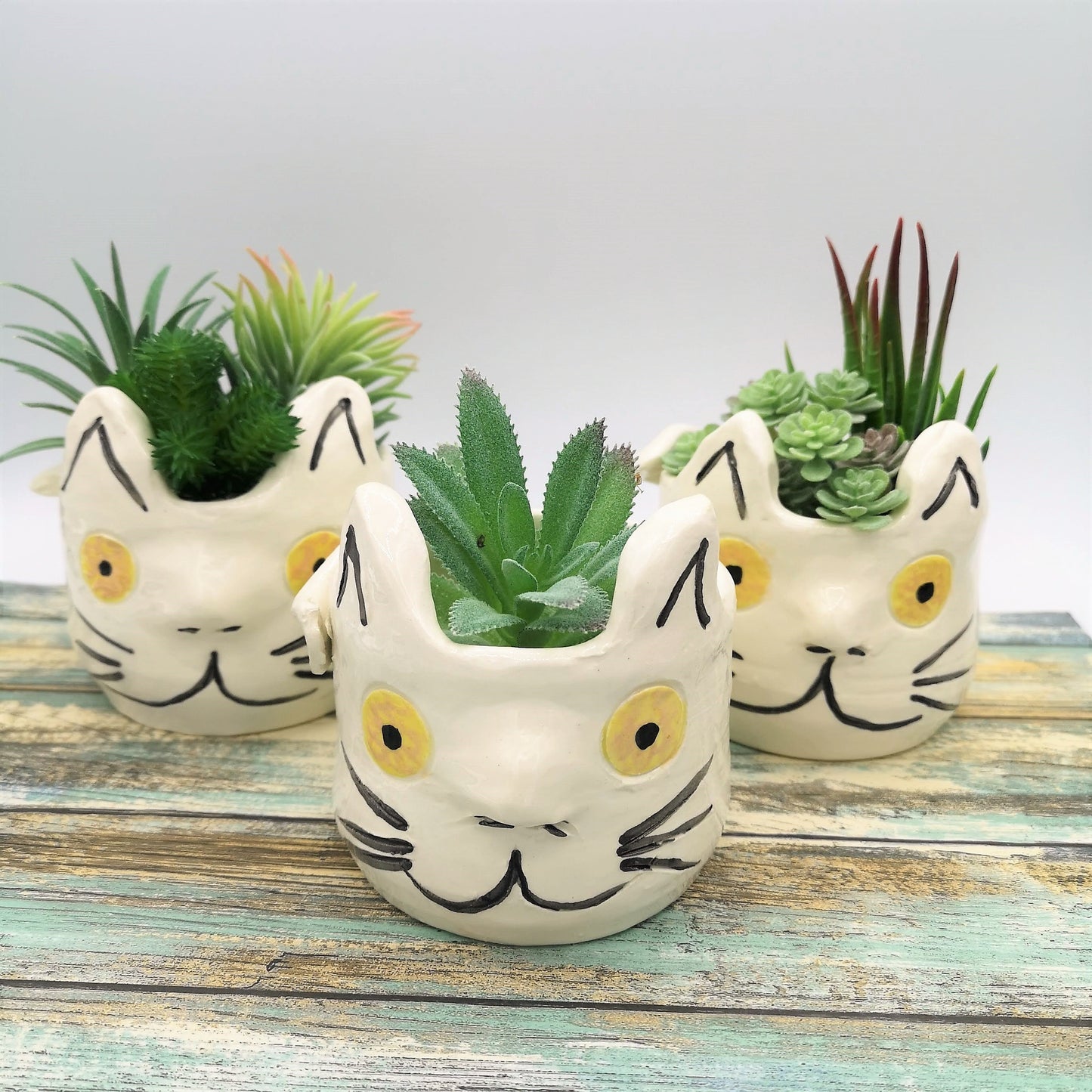 CAT PLANTER POT, Cat Succulent Planter, Cute Animal Cactus Planter, Unique Cat Lover Gift - Ceramica Ana Rafael