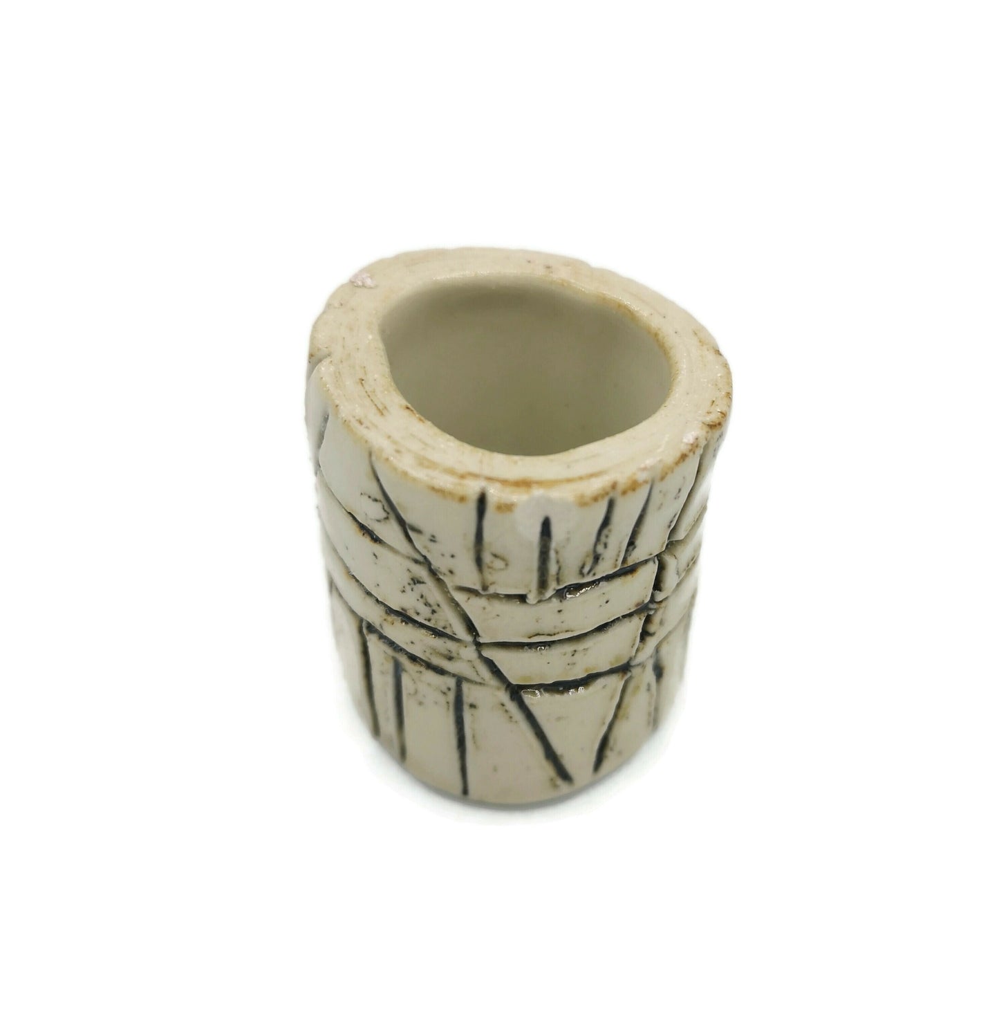 1Pc Macrame Beads Large Hole, Handmade Ceramic Tube Beads, Rustic Dread Beads for Men, Best Sellers Oversized Beads Trending Now - Ceramica Ana Rafael