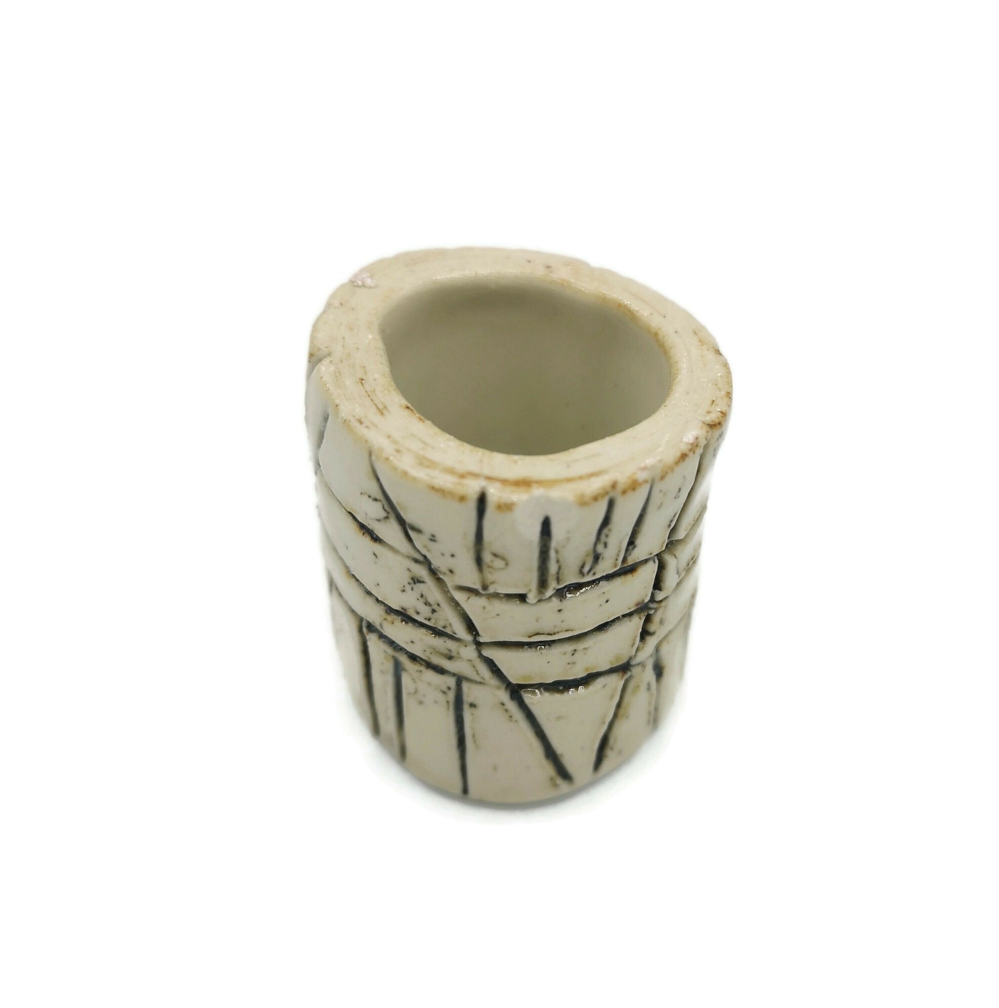 1Pc Macrame Beads Large Hole, Handmade Ceramic Tube Beads, Rustic Dread Beads for Men, Best Sellers Oversized Beads Trending Now - Ceramica Ana Rafael