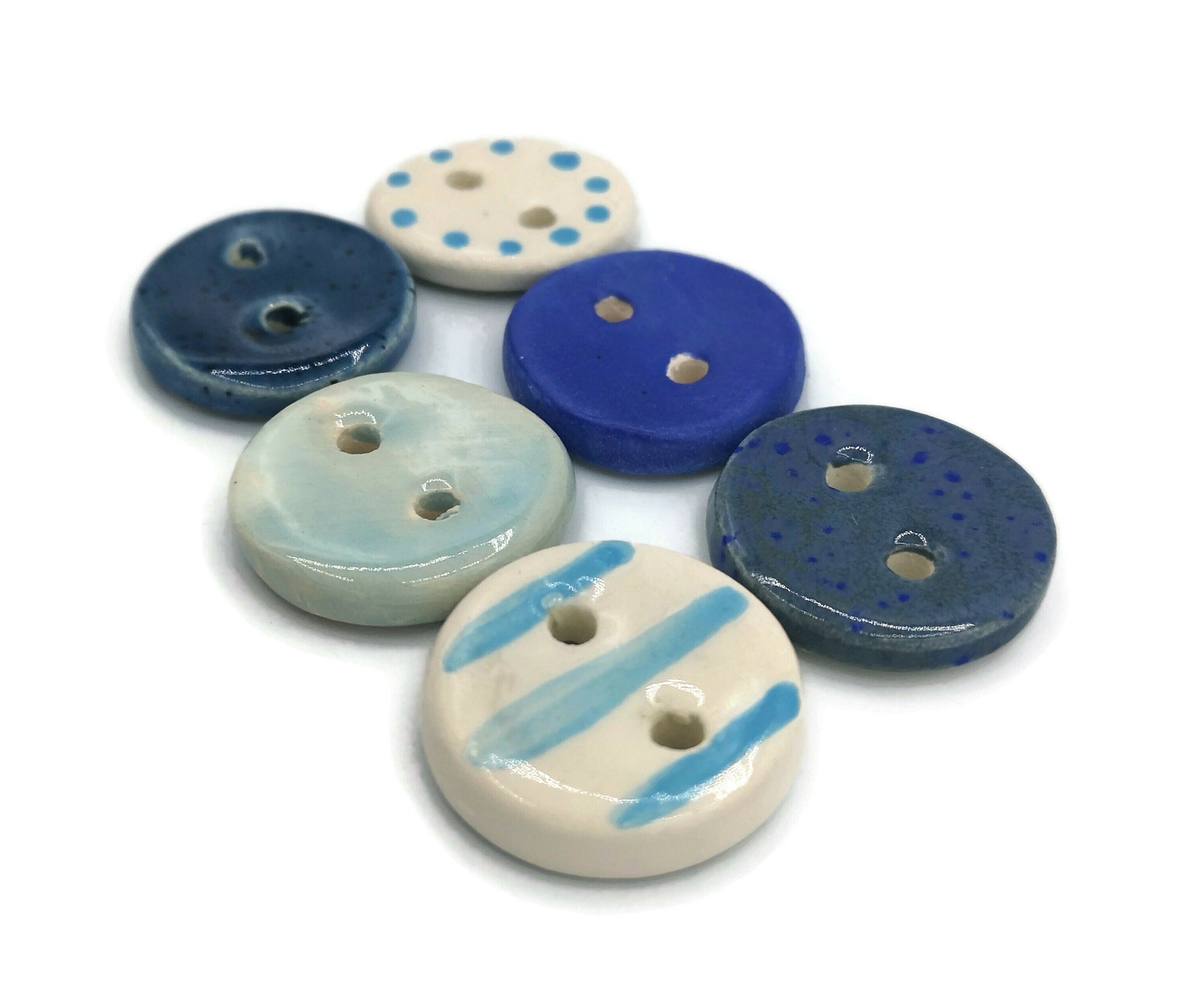 6Pc 30mm Large Round Buttons, Handmade Ceramic Sewing Buttons For Clothing, Craft Buttons For Jackets And Coats - Ceramica Ana Rafael