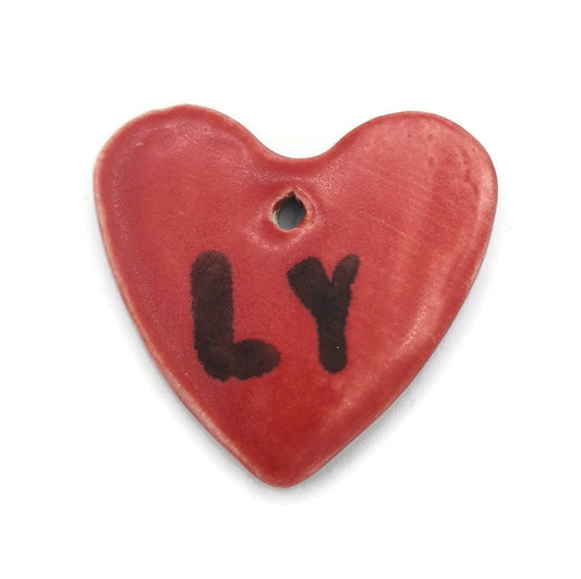 Handmade Ceramic Red Heart Charms For Jewelry Making, Love Charm Pendant For Necklace, Love You Clay Charms - Ceramica Ana Rafael