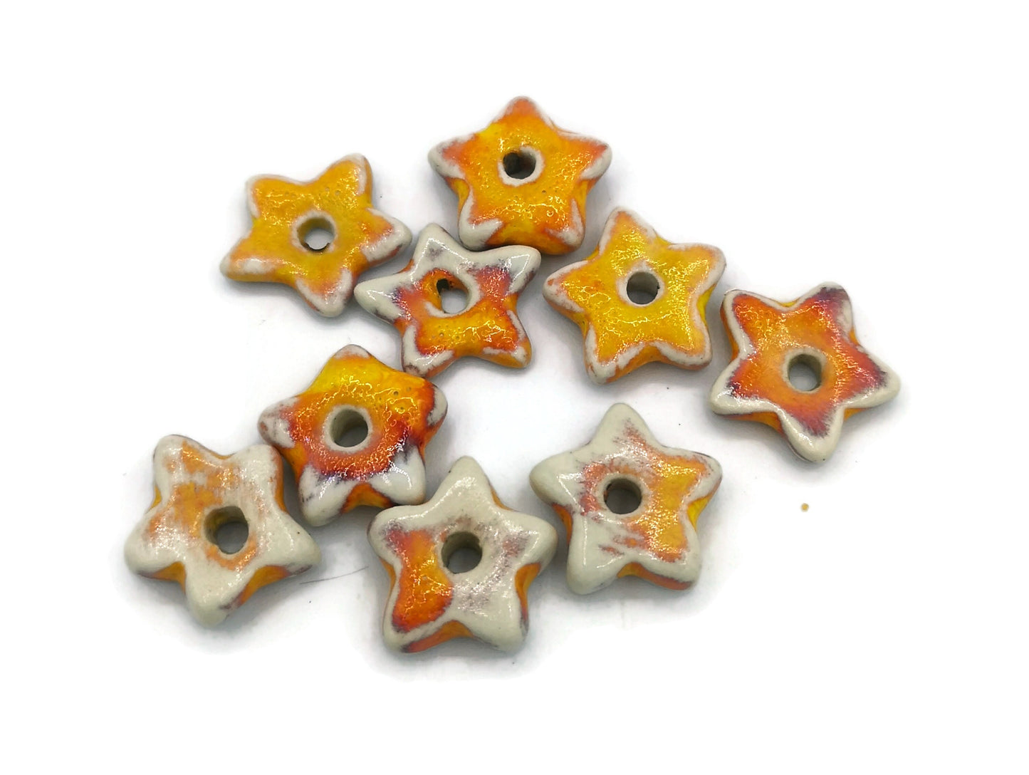 TINY STAR BEADS, 9 Pcs Handmade Ceramic Macrame Beads, Mini Star Charms, Craft Beads For Jewelry Making, Spacer Beads, Unique Clay Beads - Ceramica Ana Rafael