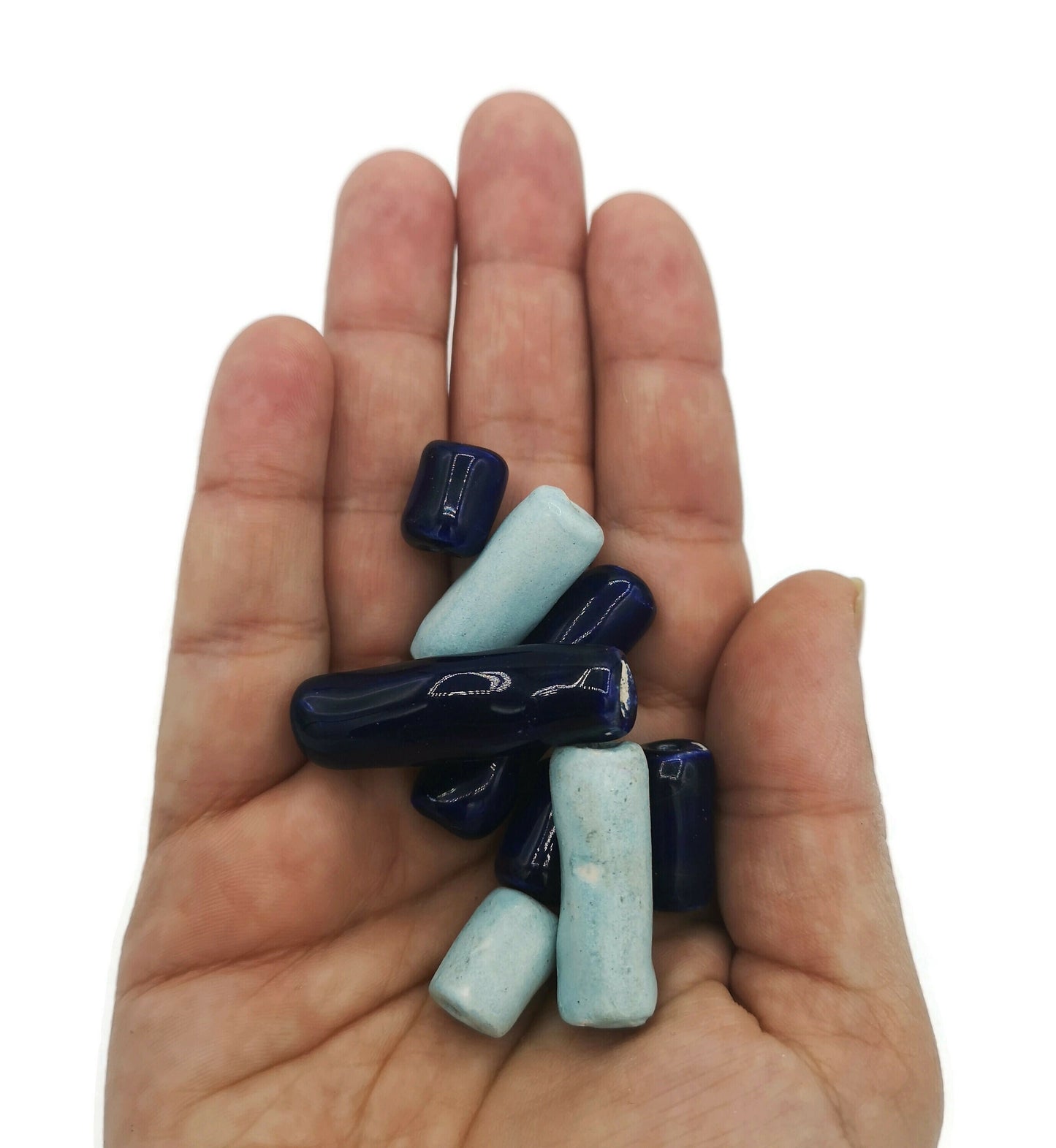 LONG TUBE BEADS For Jewelry Making, Set of 8 Assorted Clay Spacer Beads For Jewelry Making, Unique Ceramic Beads - Ceramica Ana Rafael