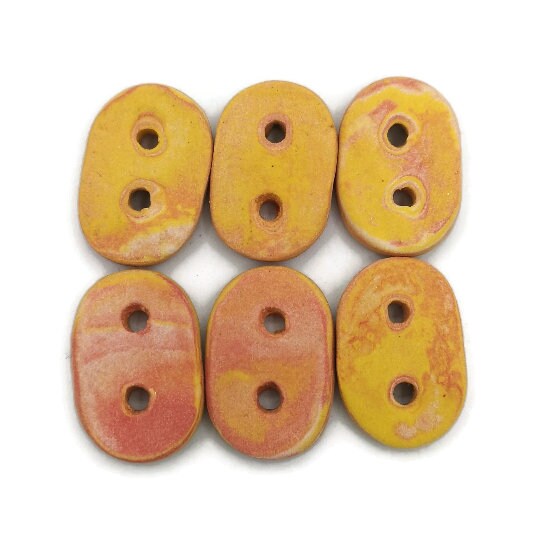 6 Pc 25mm Handmade Ceramic Oval Sewing Buttons, Coat Buttons For Crafts, Best Sellers Sewing Supplies And Notions, Unique Large Buttons - Ceramica Ana Rafael