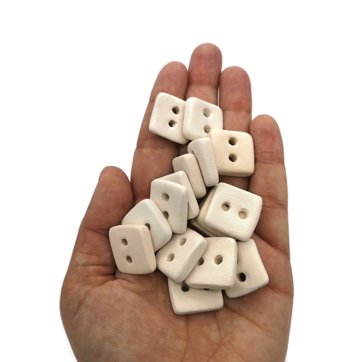 Blank Handmade Ceramic Bisque Sewing Buttons Ready To Paint, Square Unpainted Flat Button For Knitting, Novelty Customizable Buttons - Ceramica Ana Rafael