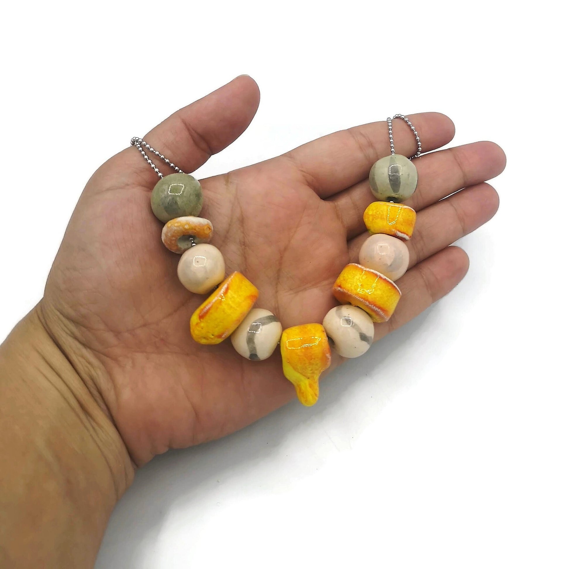 Colorful Beaded Necklace, Statement Aestethic Necklace, Mothers Day Gift From Daughter, Best Gifts For Her, 9th Aniversary Gift For Wife - Ceramica Ana Rafael