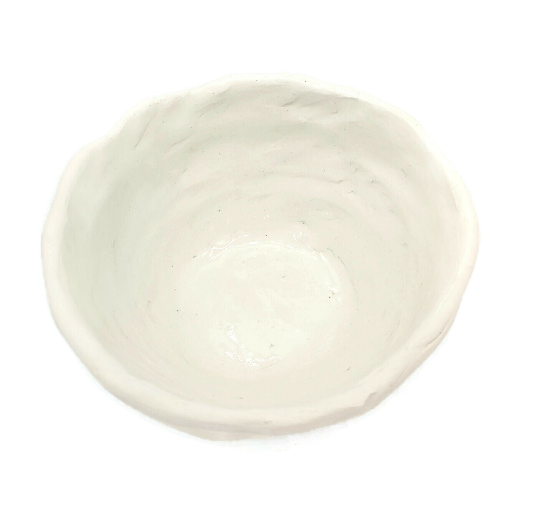 Handmade Ceramic White Bowl Candle Holder, Decorative Office Desk Accessories for Women, Textured Irregular Bowl, Mom birthday gift - Ceramica Ana Rafael