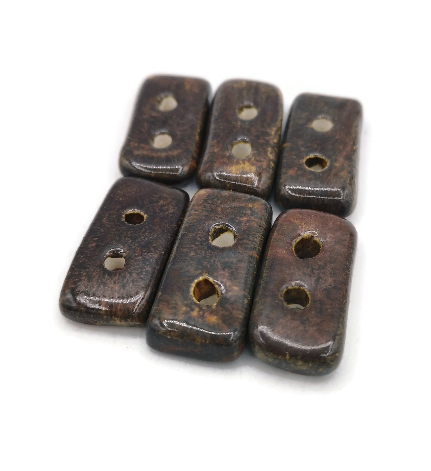 6PC 30mm Extra Large Rectangle Sewing Buttons for Crafts | Antique Look, Handmade Ceramic Coat Buttons For Crafts - Ceramica Ana Rafael