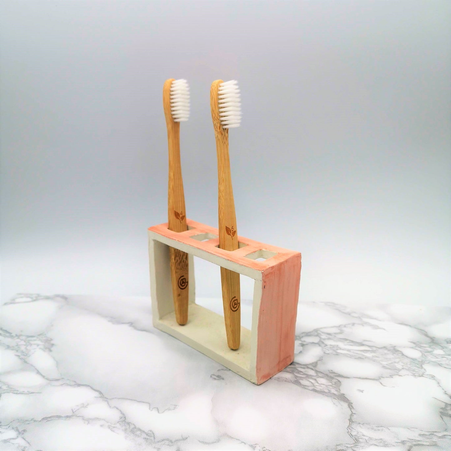 Handmade Ceramic Toothbrush Holder For Women, Rectangle Utensil Holder, Pink Eco Friendly Products For Bathroom - Ceramica Ana Rafael