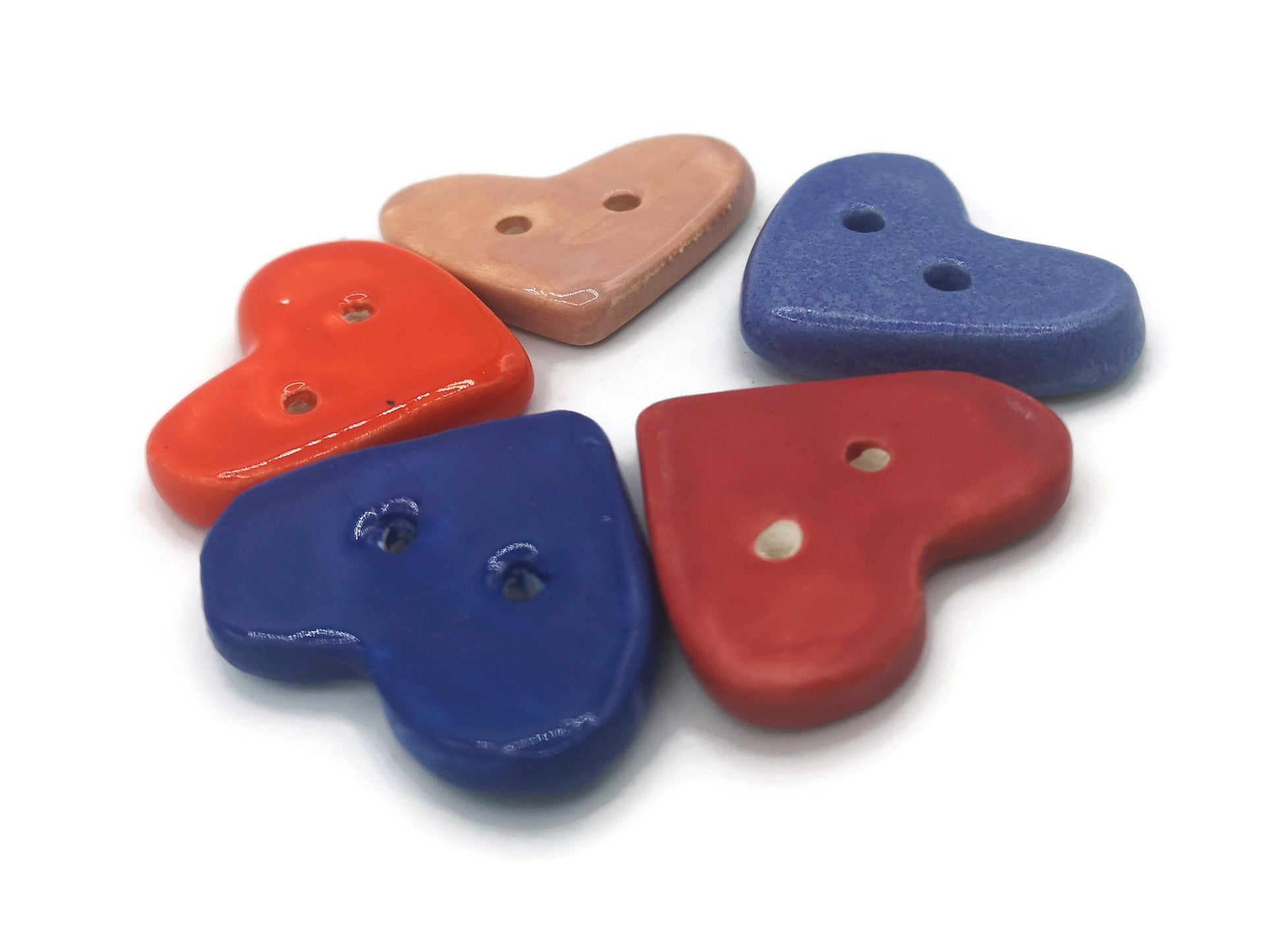 5Pc heart shaped sewing buttons, large buttons for sweater, handmade ceramic buttons for crafts, clay buttons, best seller blazer buttons - Ceramica Ana Rafael