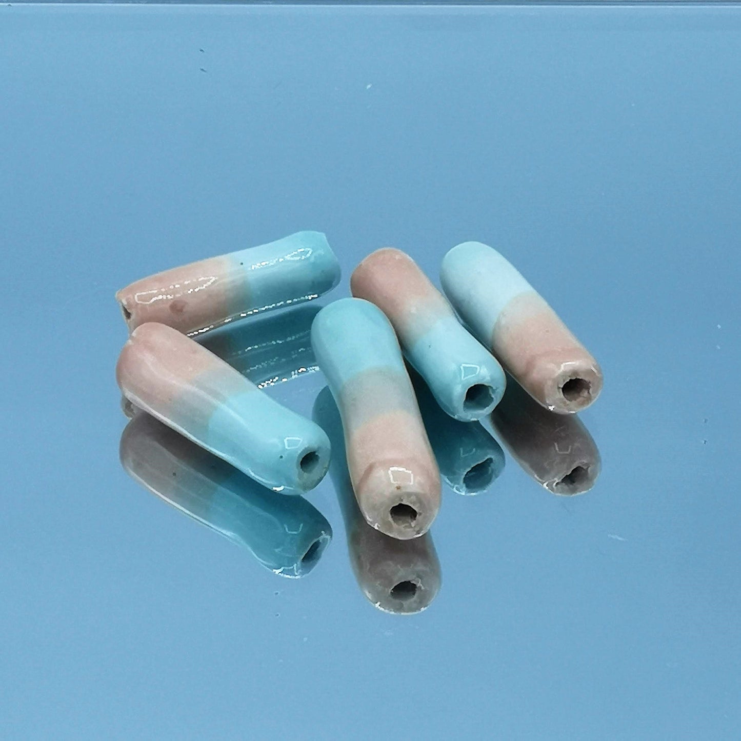 5Pc LONG TUBE BEADS For Jewelry Making, Clay Spacer Beads, Unique Ceramic Macrame Beads Handmade, Best Sellers - Ceramica Ana Rafael