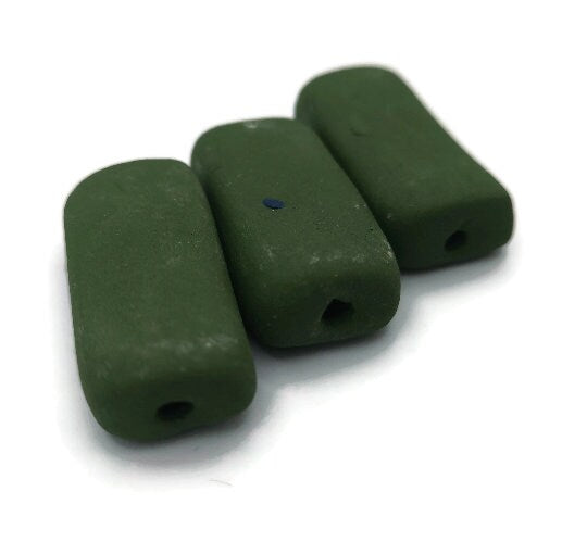LARGE RECTANGULAR BEADS, Ceramic Beads Matt Set of 3 Tile Beads For Crafting Or Decorating, Jewelry Making Beads - Ceramica Ana Rafael