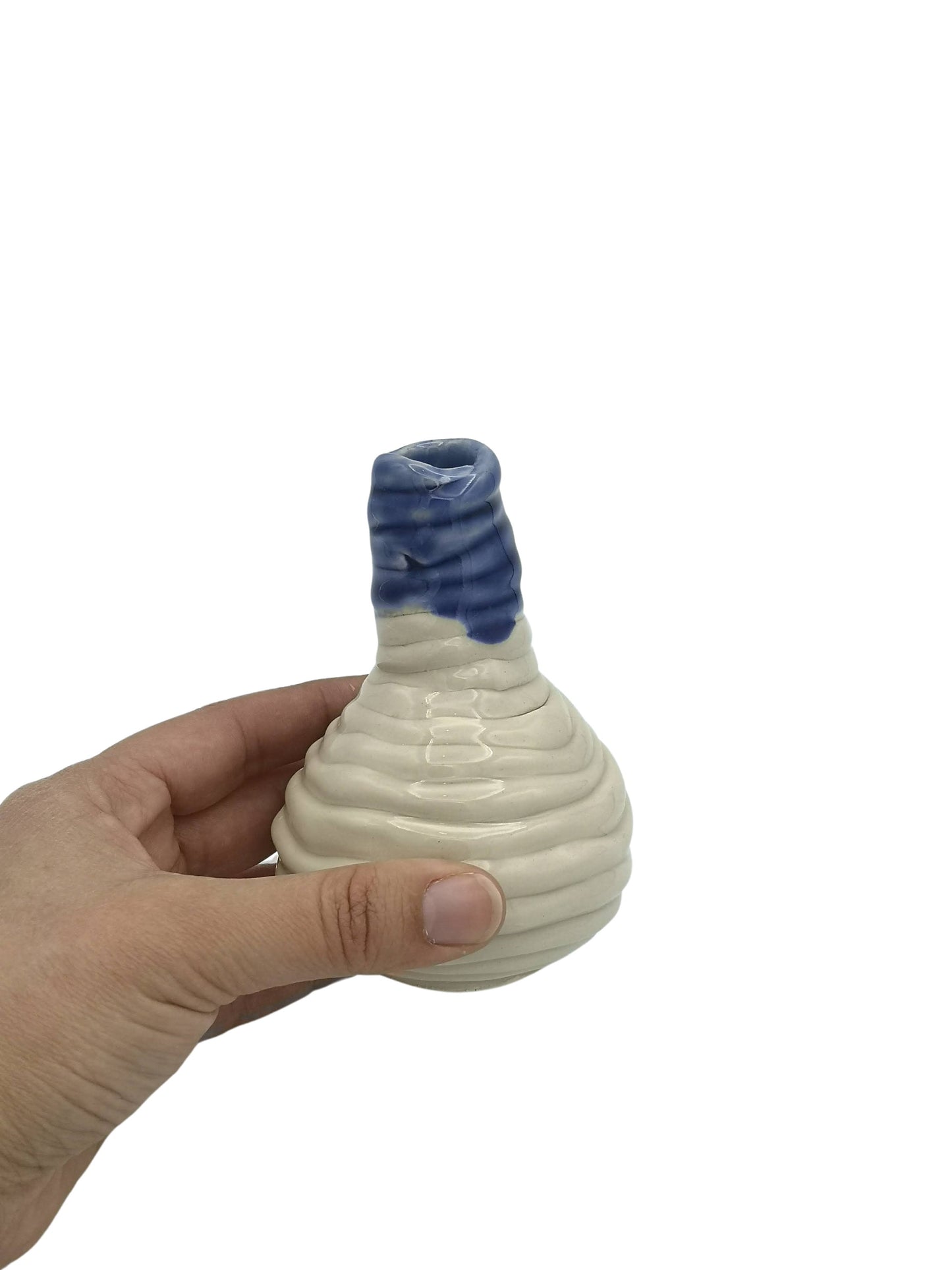 Handmade Ceramic Vase, Abstract Textured Mid Century Moden Sculptural Vase for Flowers, Unique Artisan Office Desk Accessories for Women - Ceramica Ana Rafael