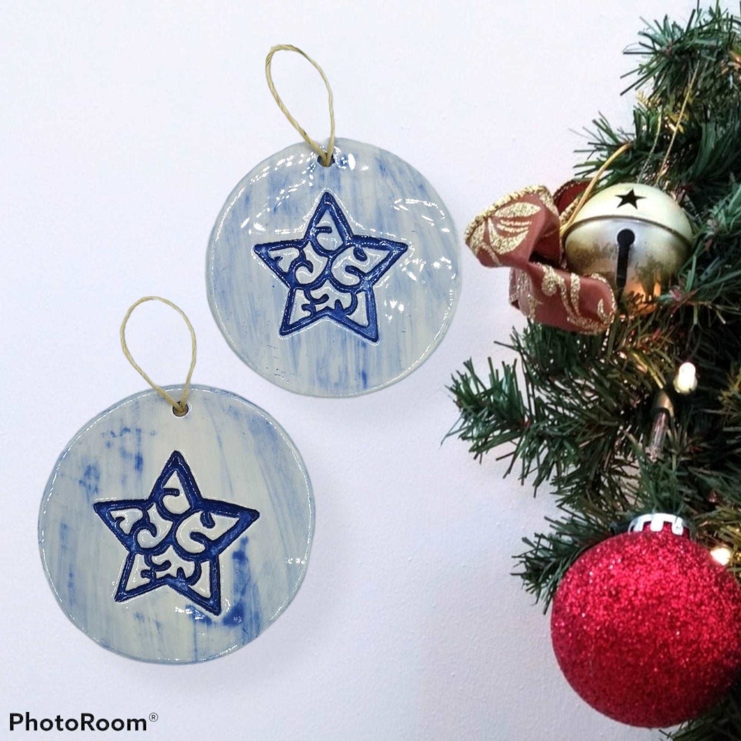 1Pc Blue Star Ornament, Ceramic Wall Hanging, Celestial Wall Decor, Christmas Decoration Trending Now, Best Sellers Handmade Wall Art