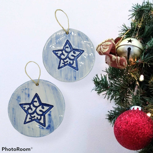 1Pc Blue Star Ornament, Ceramic Wall Hanging, Celestial Wall Decor, Christmas Decoration Trending Now, Best Sellers Handmade Wall Art