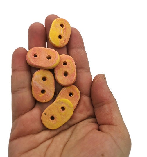 6 Pc 25mm Handmade Ceramic Oval Sewing Buttons, Coat Buttons For Crafts, Best Sellers Sewing Supplies And Notions, Unique Large Buttons - Ceramica Ana Rafael