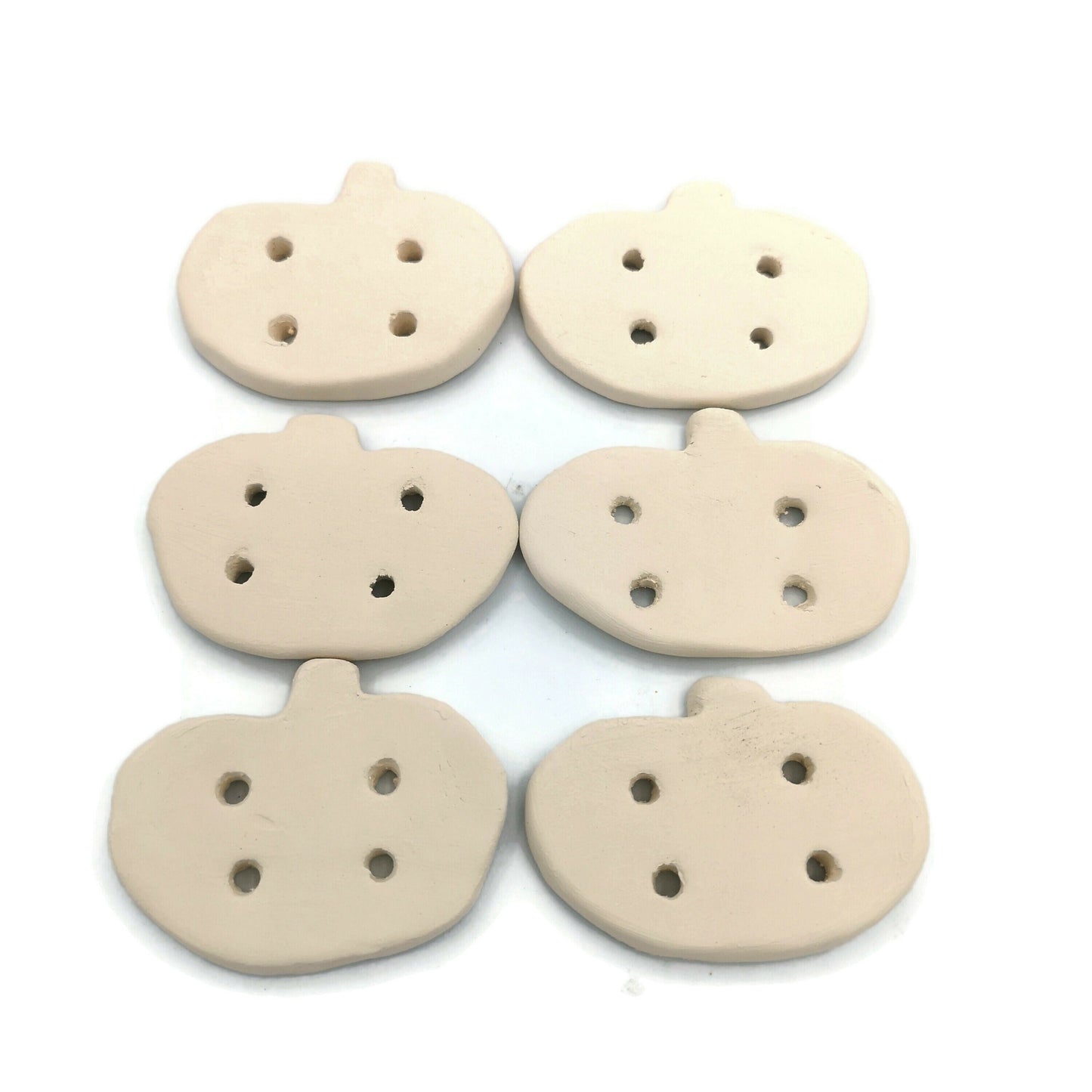 6/10Pc Handmade Ceramic Bisque Pumpkin Sewing Buttons For Crafts, Blank Novelty Halloween Clay Buttons Ready To Paint - Ceramica Ana Rafael