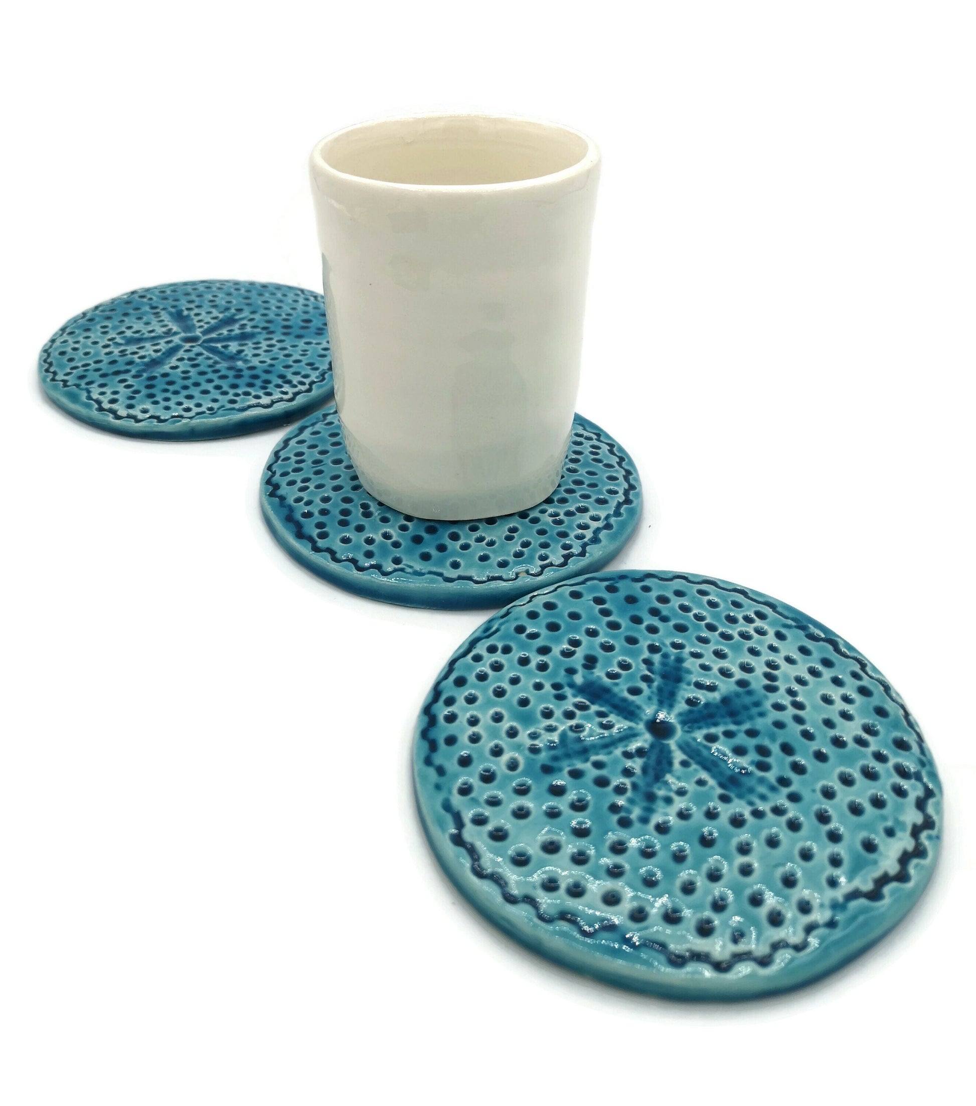 AESTHETIC CERAMIC COASTERS, Modern Round Office Coasters Handmade, Housewarming Gift First Home Clay Coasters - Ceramica Ana Rafael