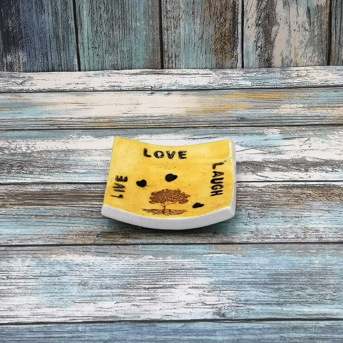 Ring Holder, Aesthetic Ring Tray, Live Laugh Love Ceramic Ring Dish, Small Square Shape Tree Of Life Trinket Dishes For Galentines Day Gifts - Ceramica Ana Rafael
