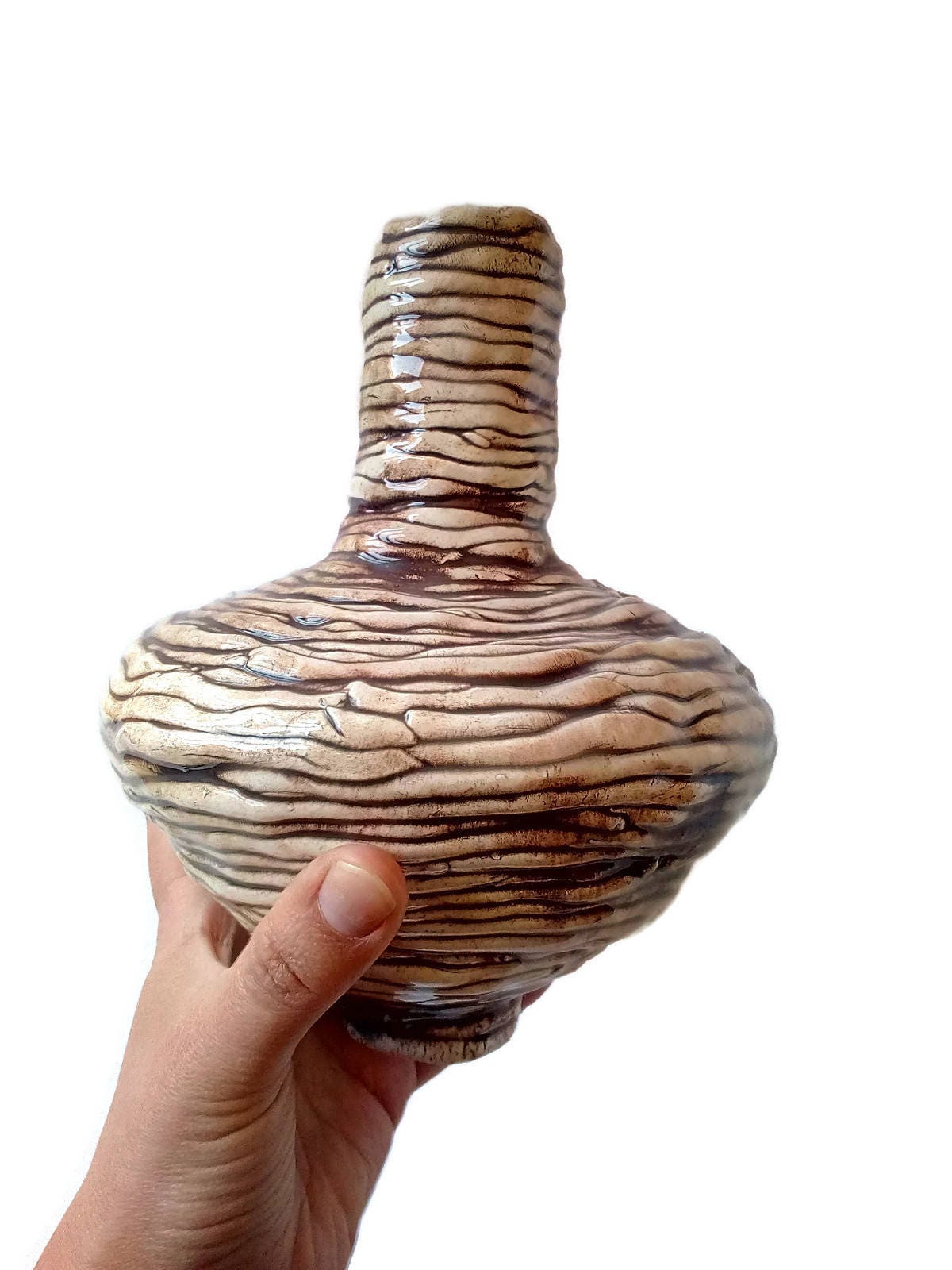 Handmade Pottery Sculptural Bud Vase, Decorative Objects Best Gifts For Him, Organic Ceramic Vase Textured, 9yh Anniversary Gift For Wife - Ceramica Ana Rafael
